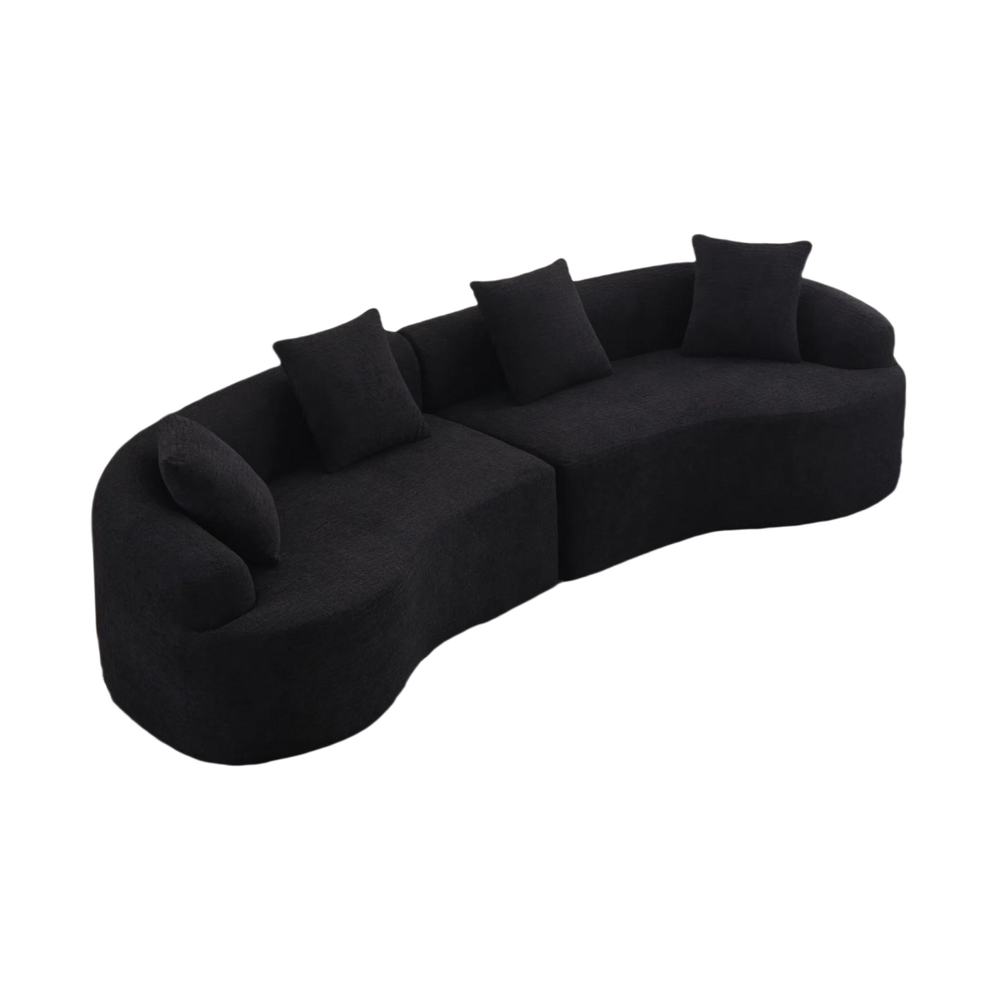 Chenille Spring-Core Compression Sofa — 4-Seat, 110"W — Black