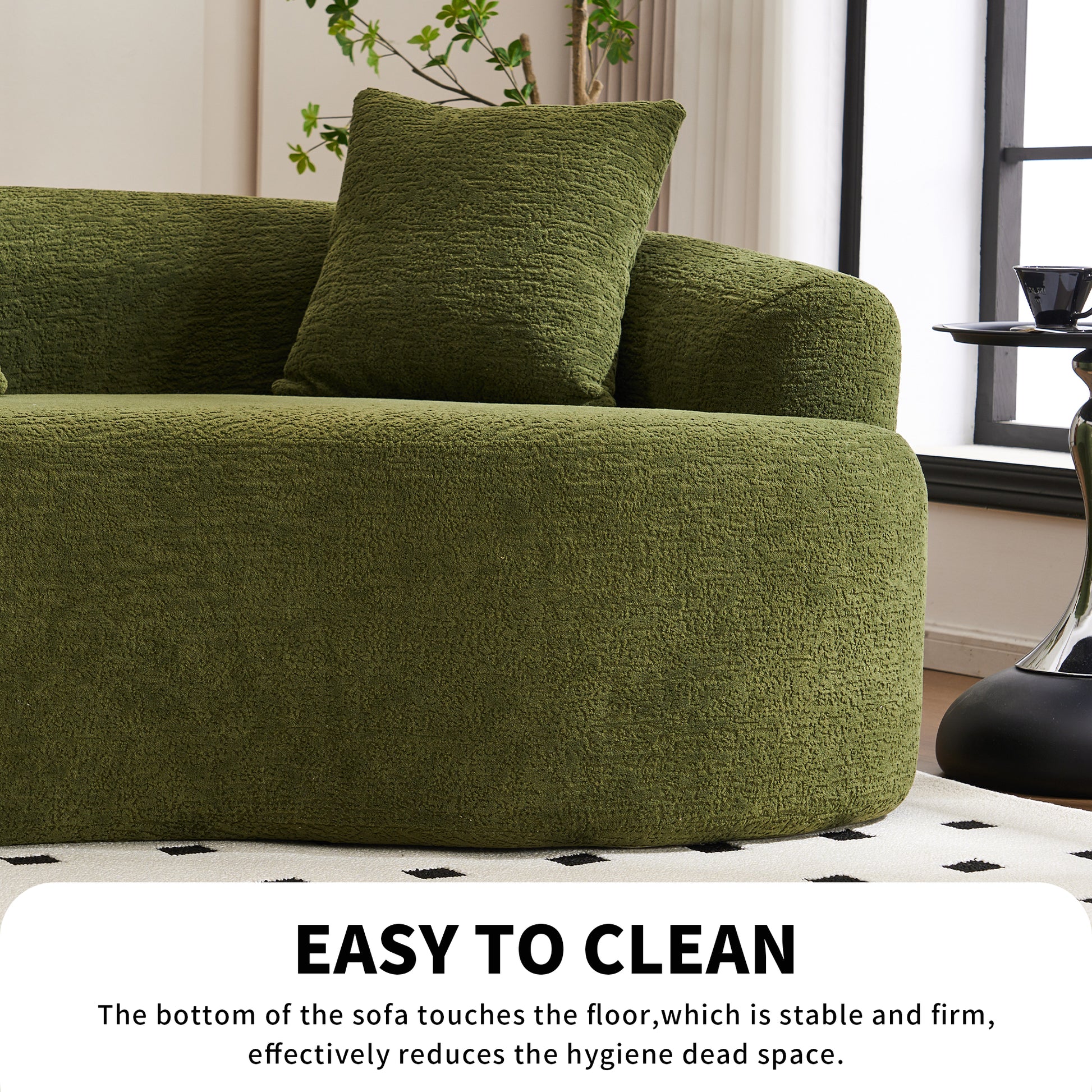 Chenille Spring-Core Compression Sofa — 4-Seat, 110"W — Green