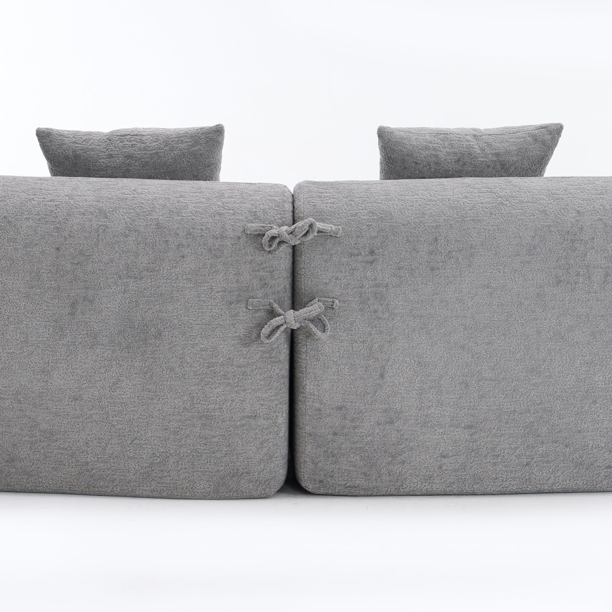 Chenille Spring-Core Compression Sofa — 4-Seat, 110"W — Grey