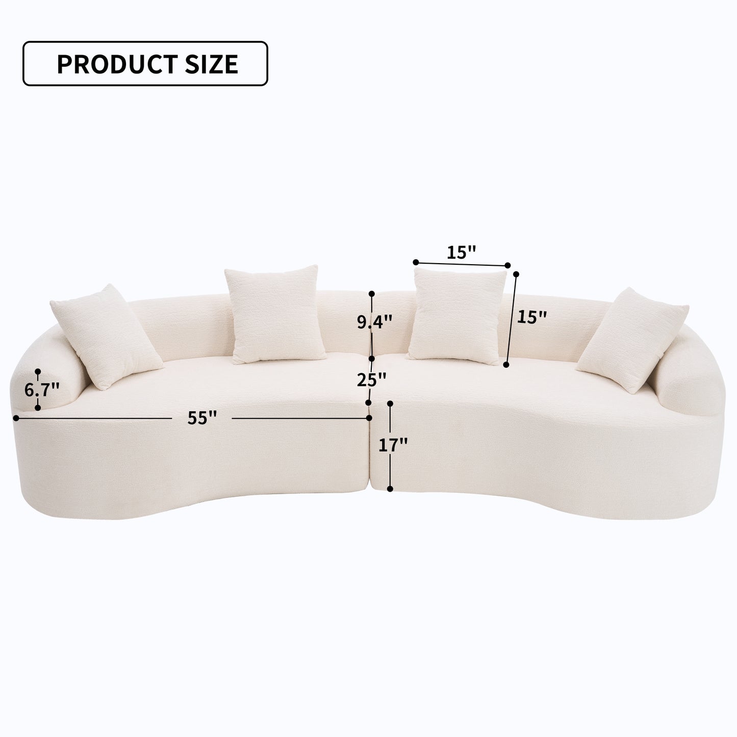 Chenille Spring-Core Compression Sofa — 4-Seat, 110"W — White