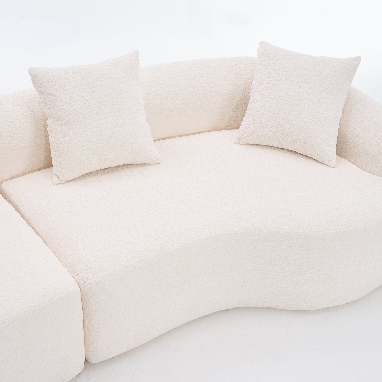 Chenille Spring-Core Compression Sofa — 4-Seat, 110"W — White