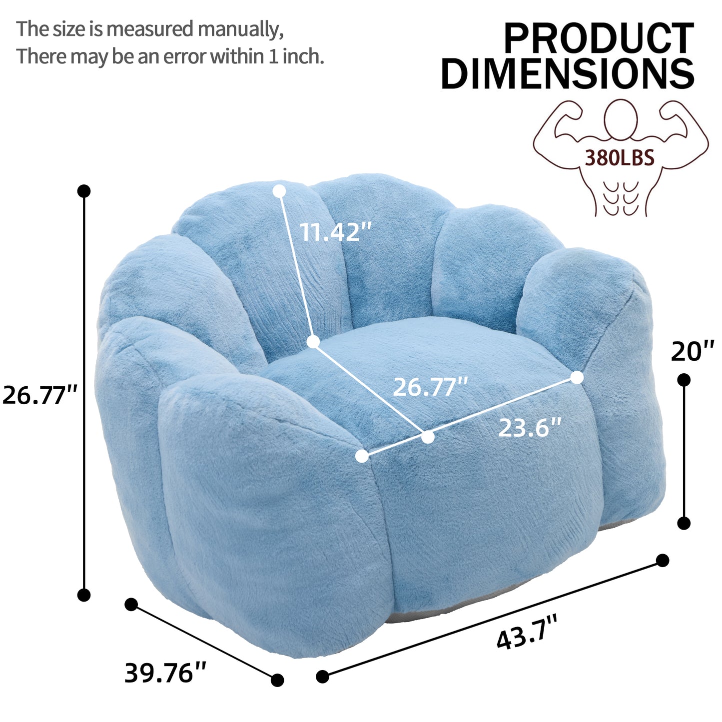 Faux Fur Compression Accent Chair — 1-Seat, 44"W — Blue