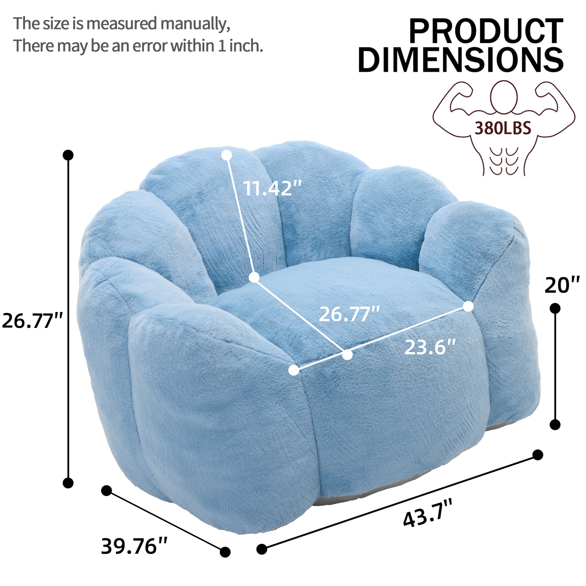 Faux Fur Compression Accent Chair — 1-Seat, 44"W — Blue