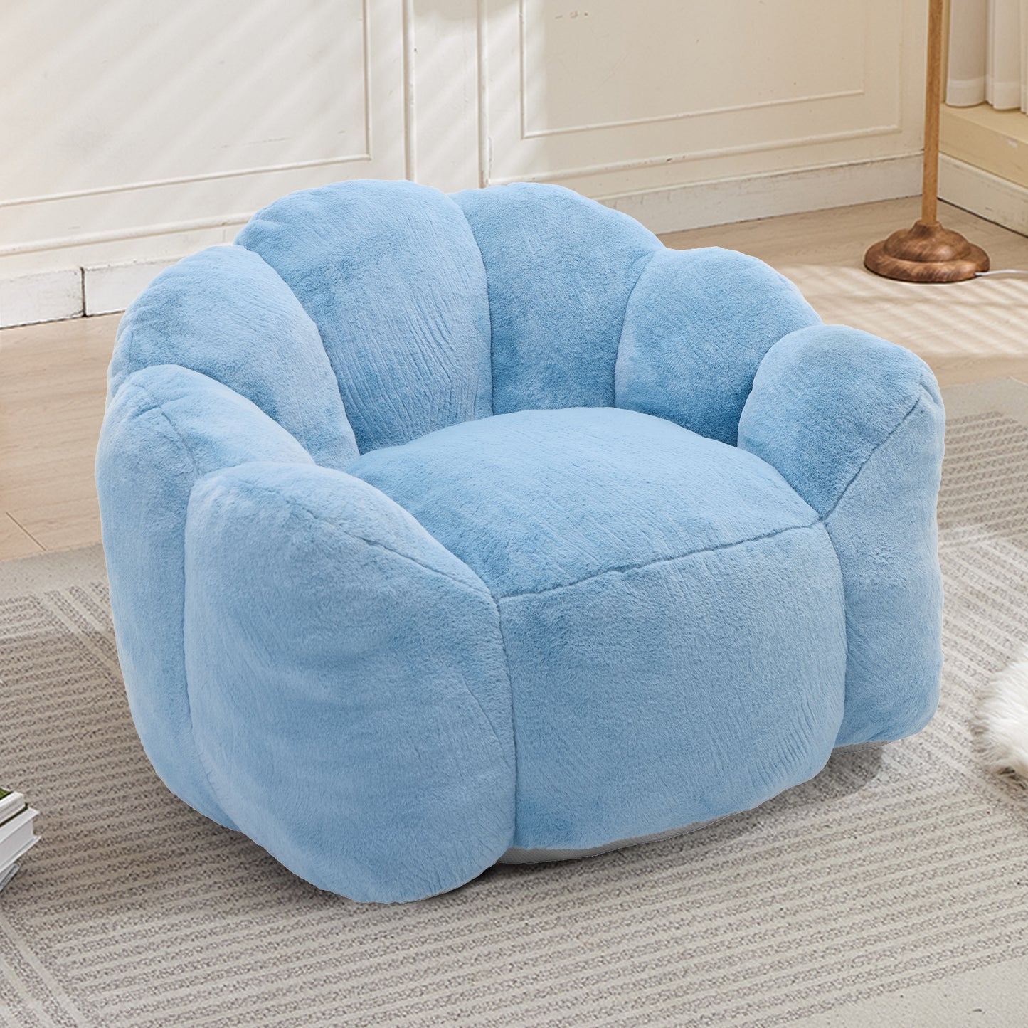 Faux Fur Compression Accent Chair — 1-Seat, 44"W — Blue