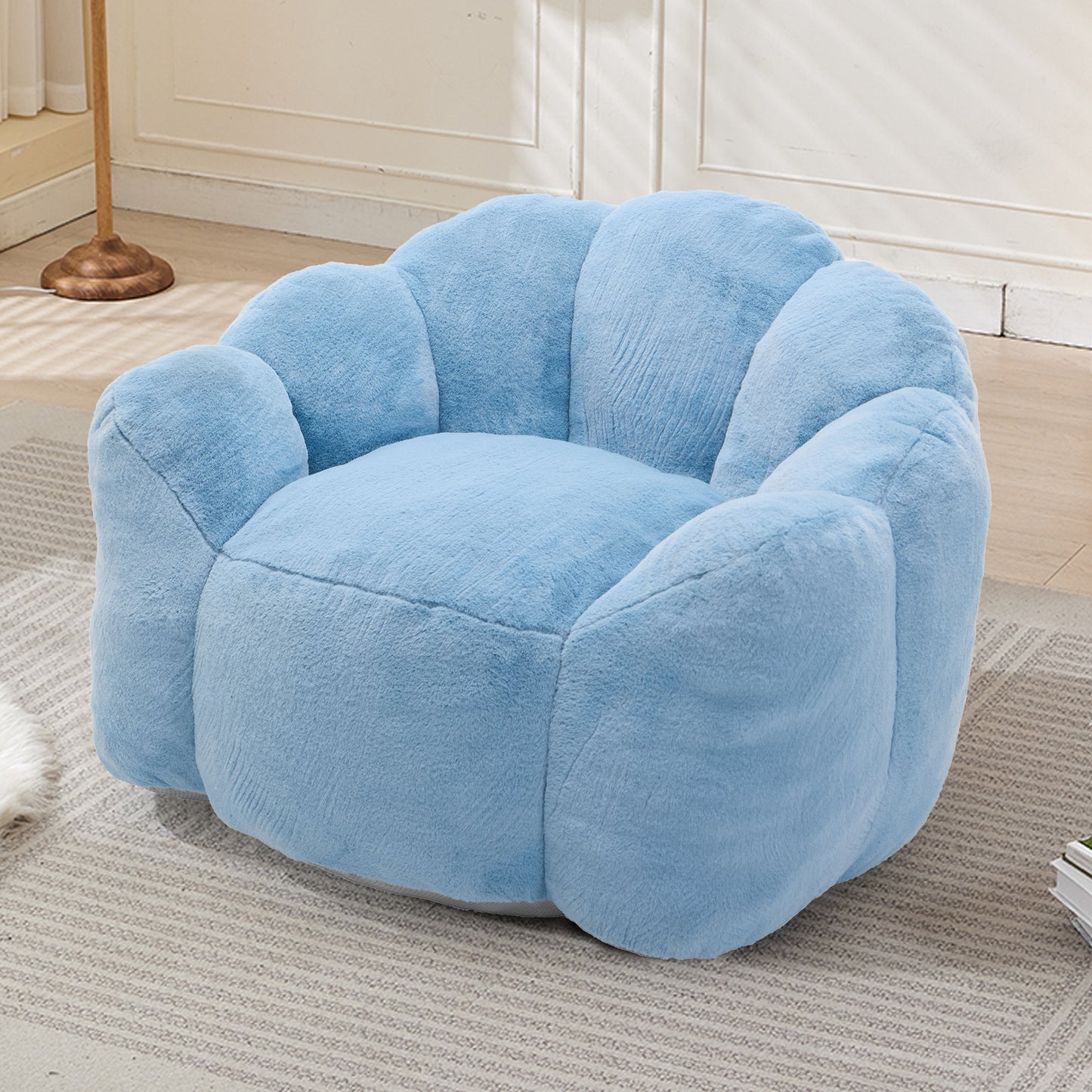 Faux Fur Compression Accent Chair — 1-Seat, 44"W — Blue