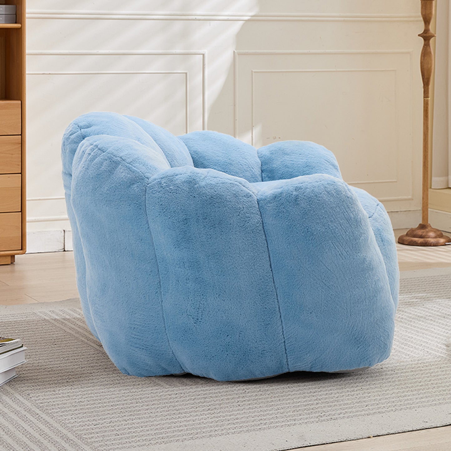 Faux Fur Compression Accent Chair — 1-Seat, 44"W — Blue