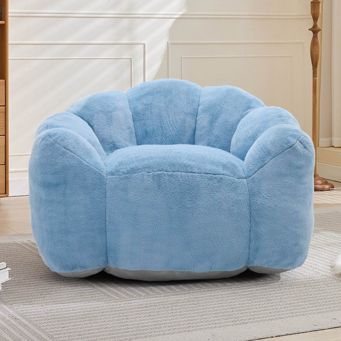 Faux Fur Compression Accent Chair — 1-Seat, 44"W — Blue