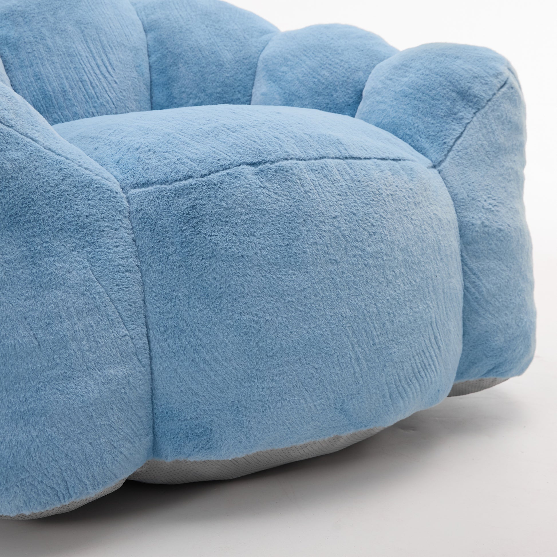 Faux Fur Compression Accent Chair — 1-Seat, 44"W — Blue