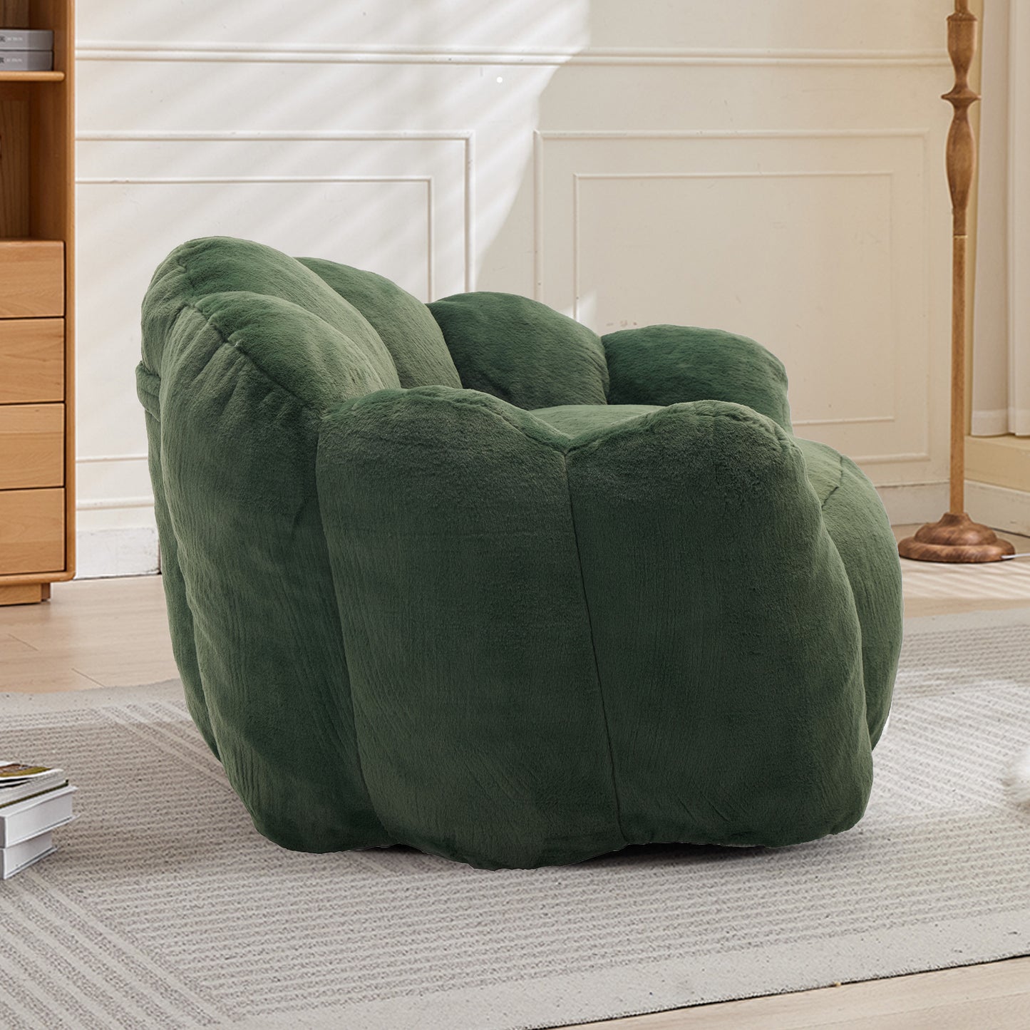 Faux Fur Compression Accent Chair — 1-Seat, 44"W — Green