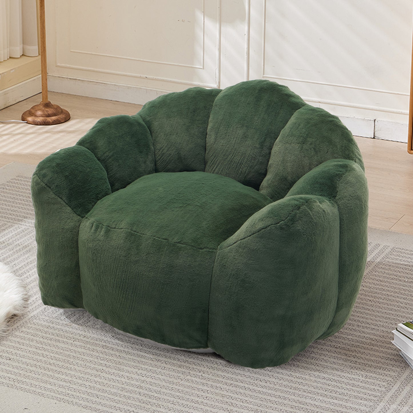 Faux Fur Compression Accent Chair — 1-Seat, 44"W — Green