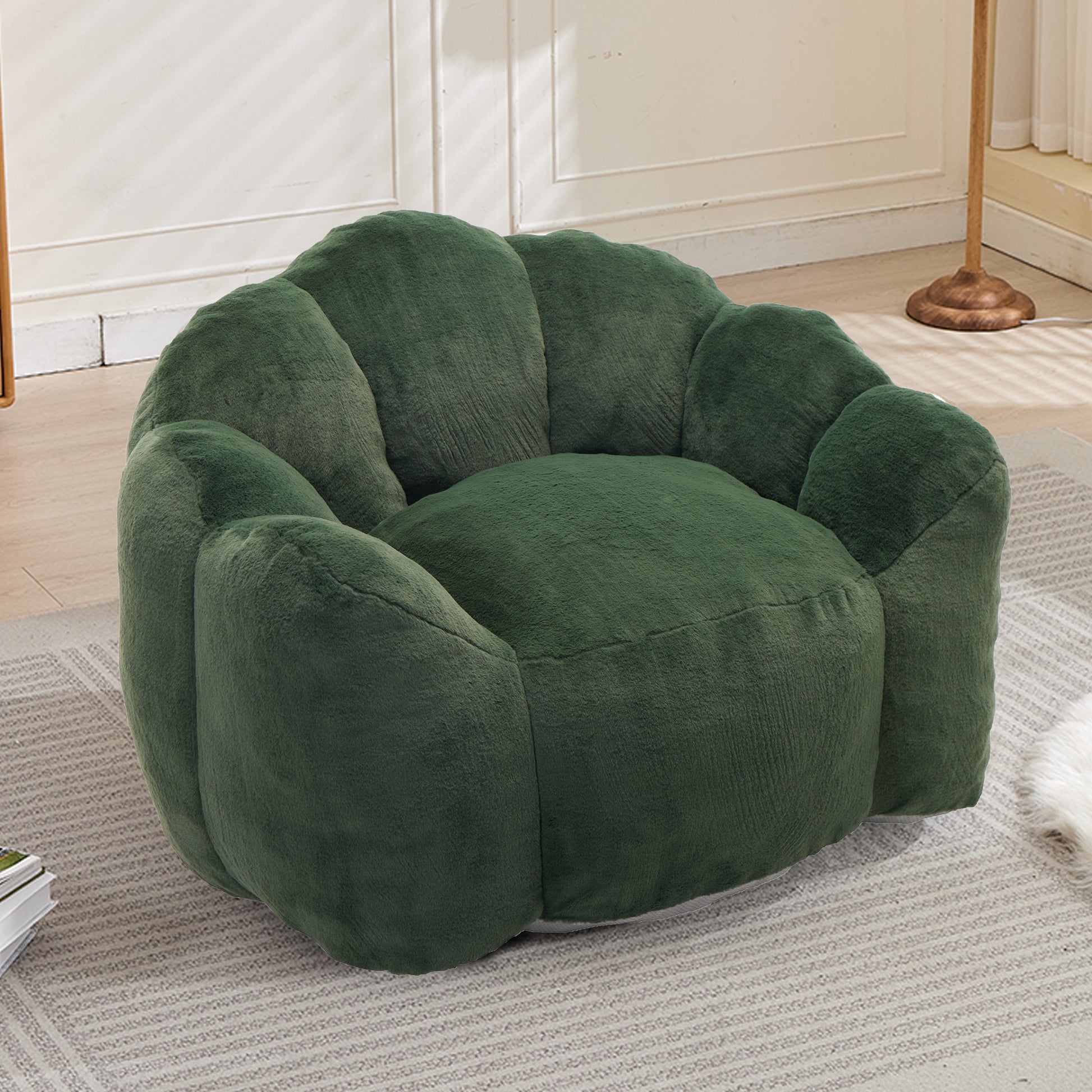 Faux Fur Compression Accent Chair — 1-Seat, 44"W — Green
