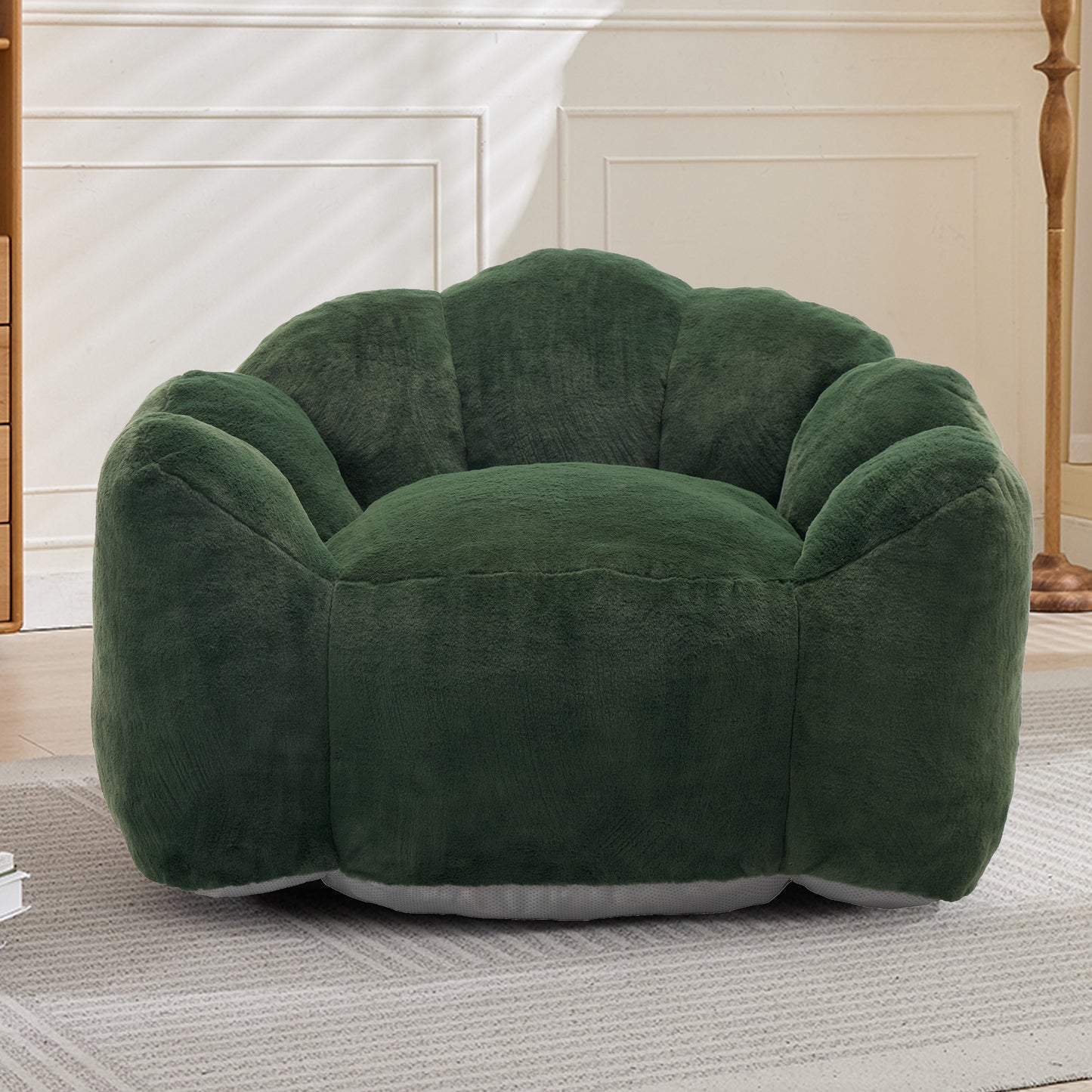 Faux Fur Compression Accent Chair — 1-Seat, 44"W — Green