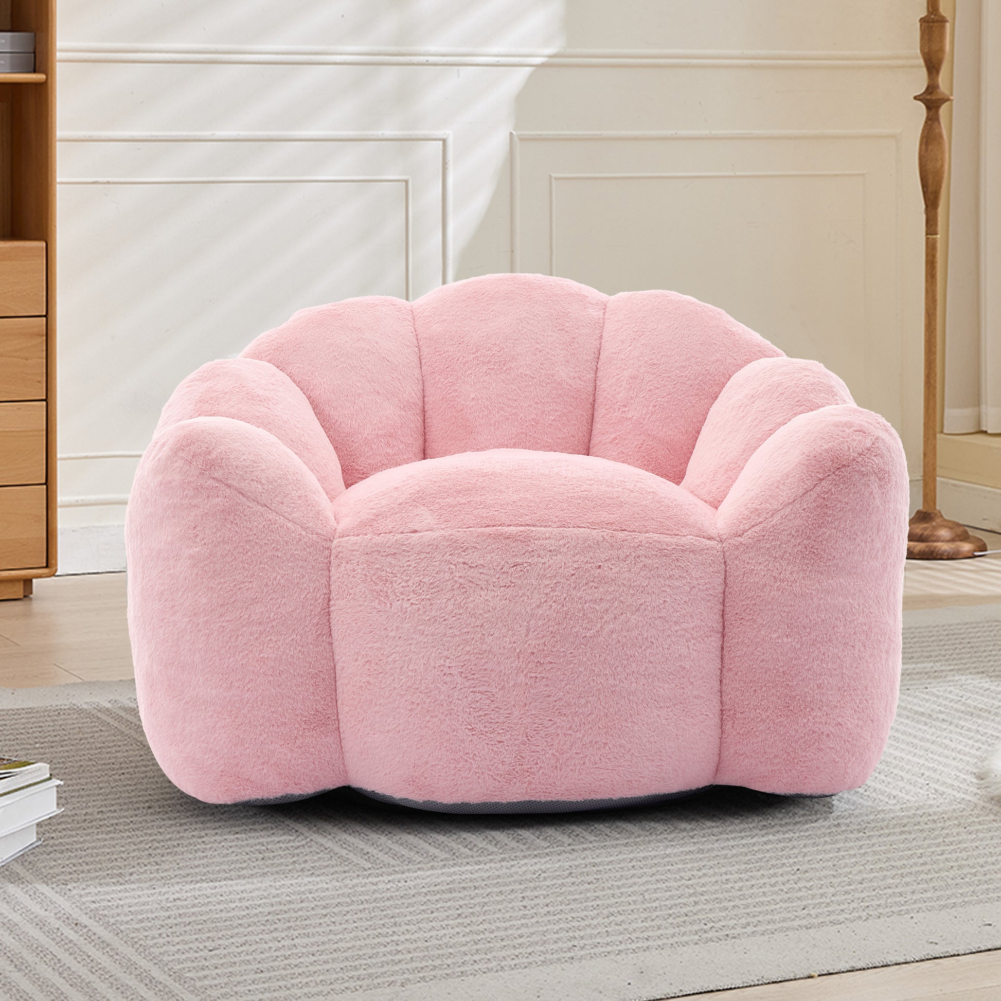 Faux Fur Compression Accent Chair — 1-Seat, 44"W — Pink