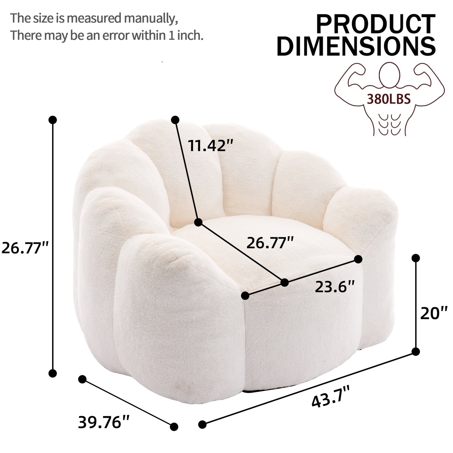 Faux Fur Compression Accent Chair — 1-Seat, 44"W — White