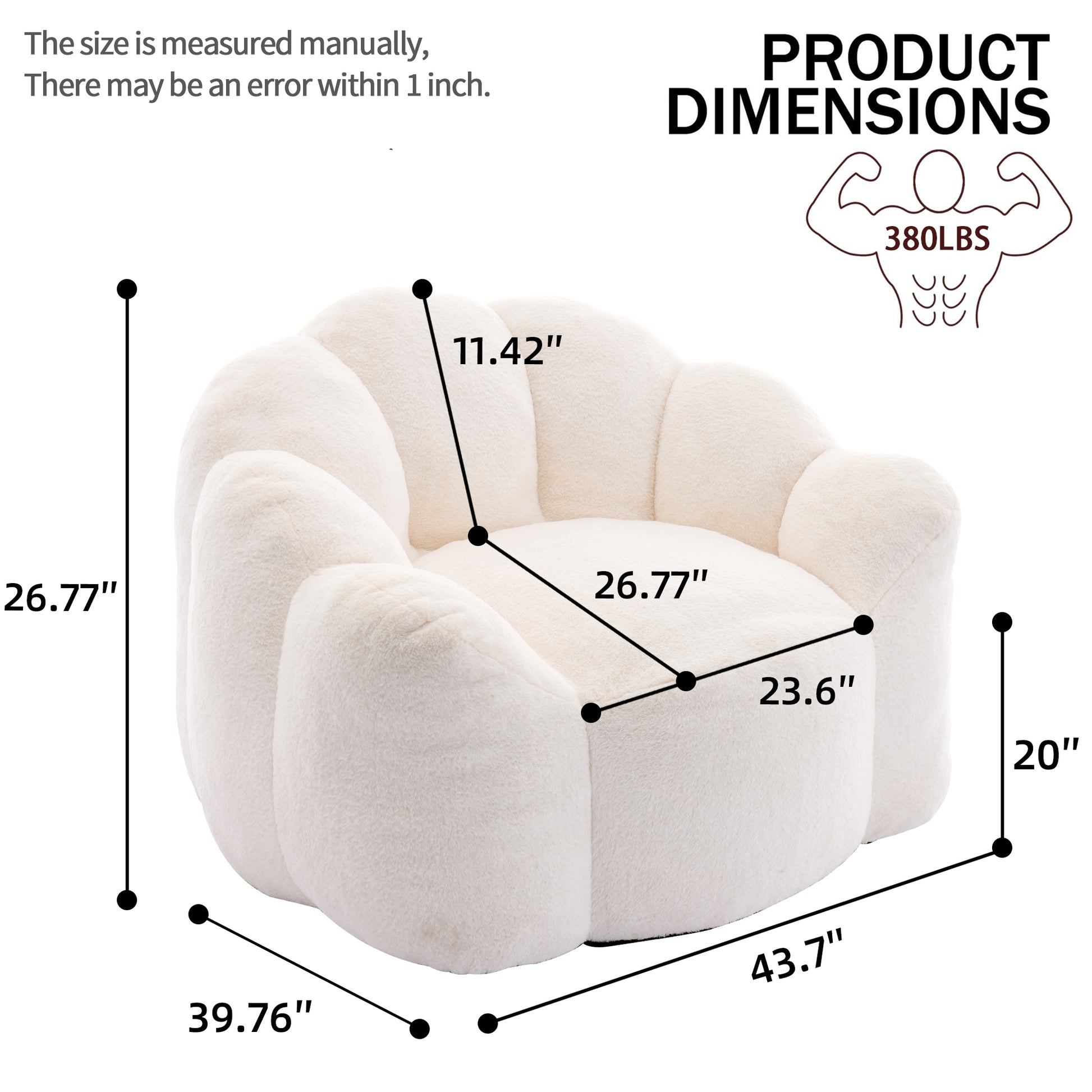 Faux Fur Compression Accent Chair — 1-Seat, 44"W — White