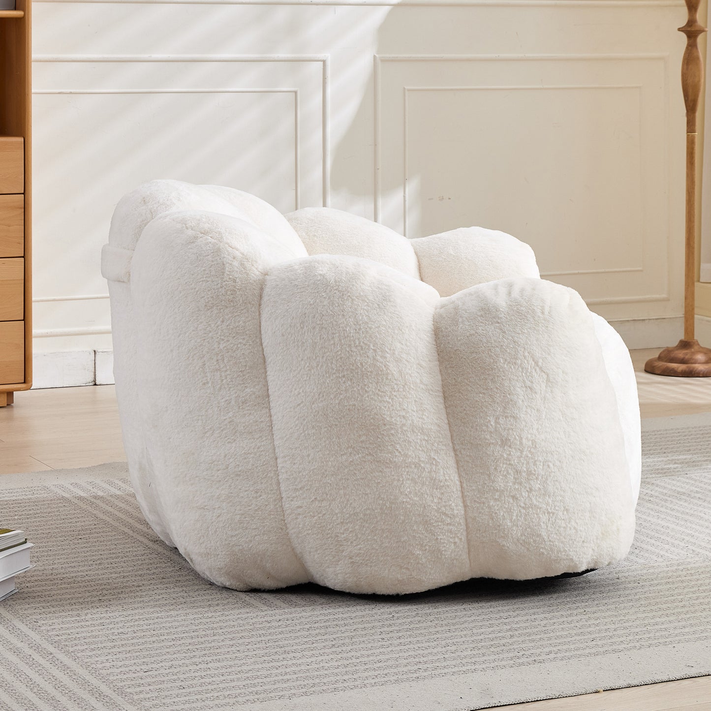 Faux Fur Compression Accent Chair — 1-Seat, 44"W — White
