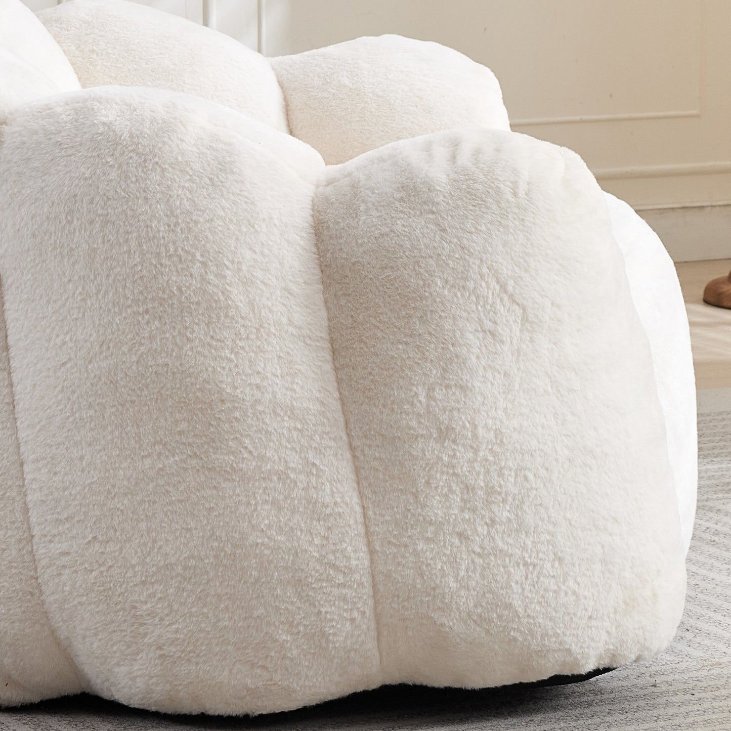 Faux Fur Compression Accent Chair — 1-Seat, 44"W — White