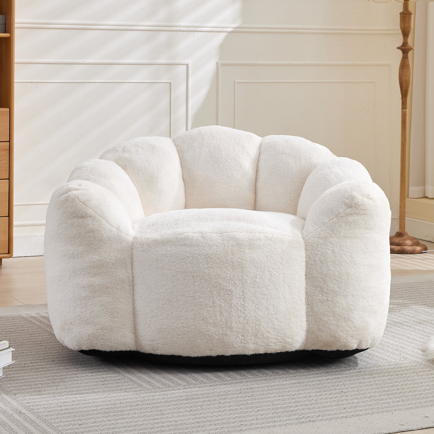 Faux Fur Compression Accent Chair — 1-Seat, 44"W — White