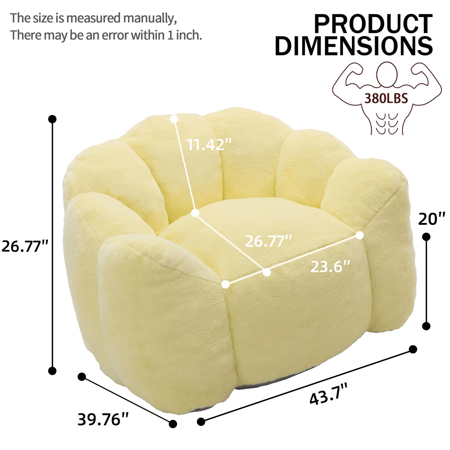 Faux Fur Compression Accent Chair — 1-Seat, 44"W — Yellow