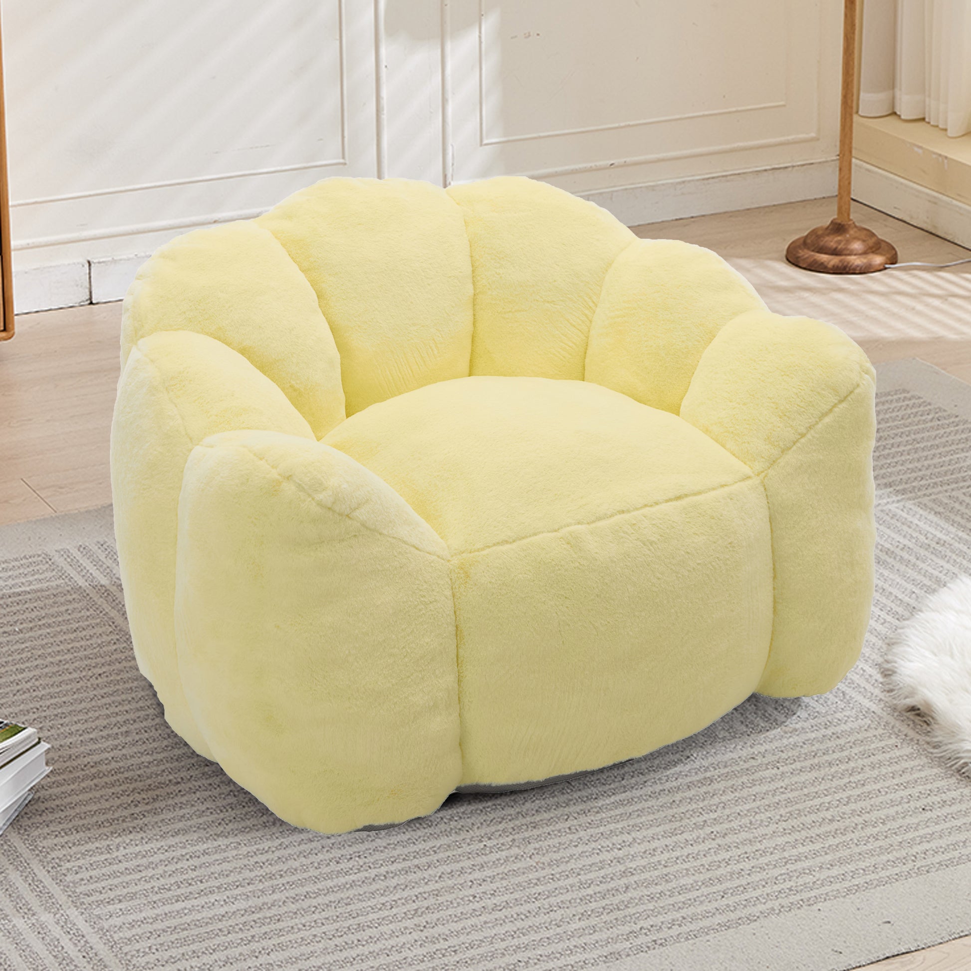 Faux Fur Compression Accent Chair — 1-Seat, 44"W — Yellow