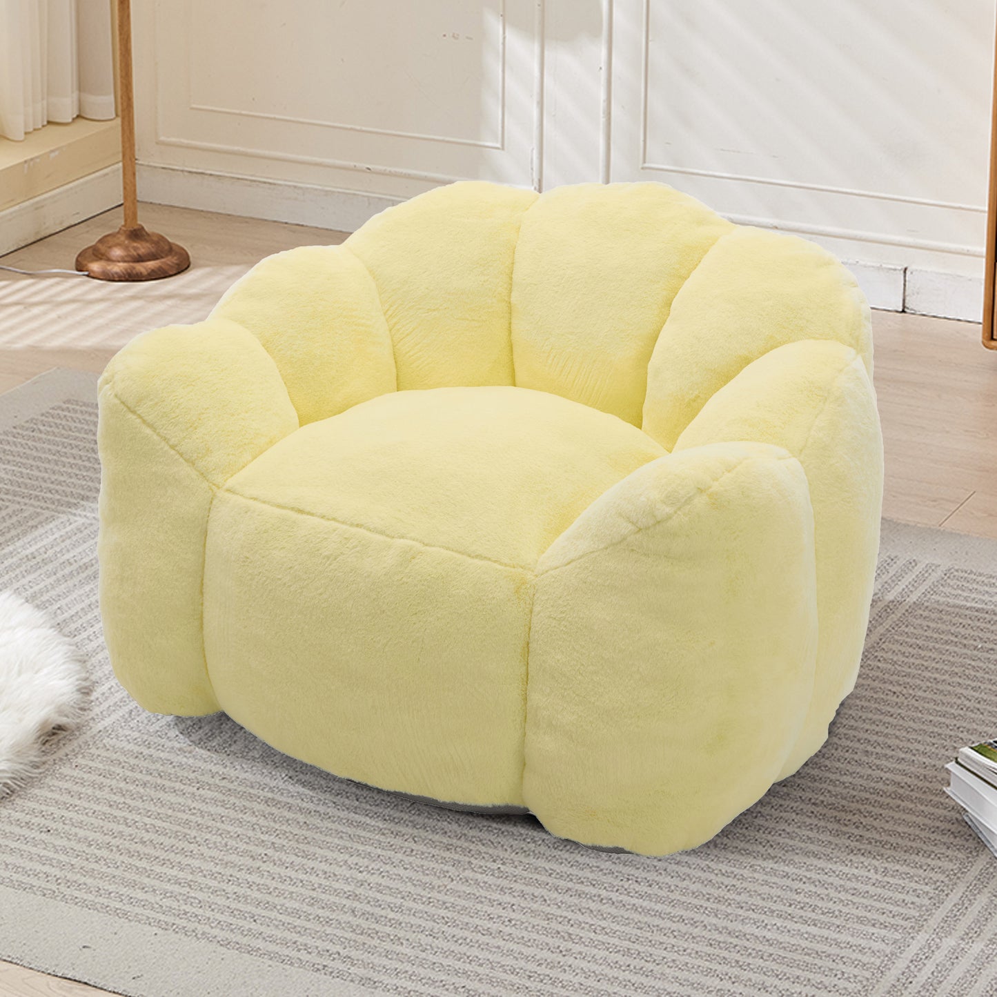 Faux Fur Compression Accent Chair — 1-Seat, 44"W — Yellow