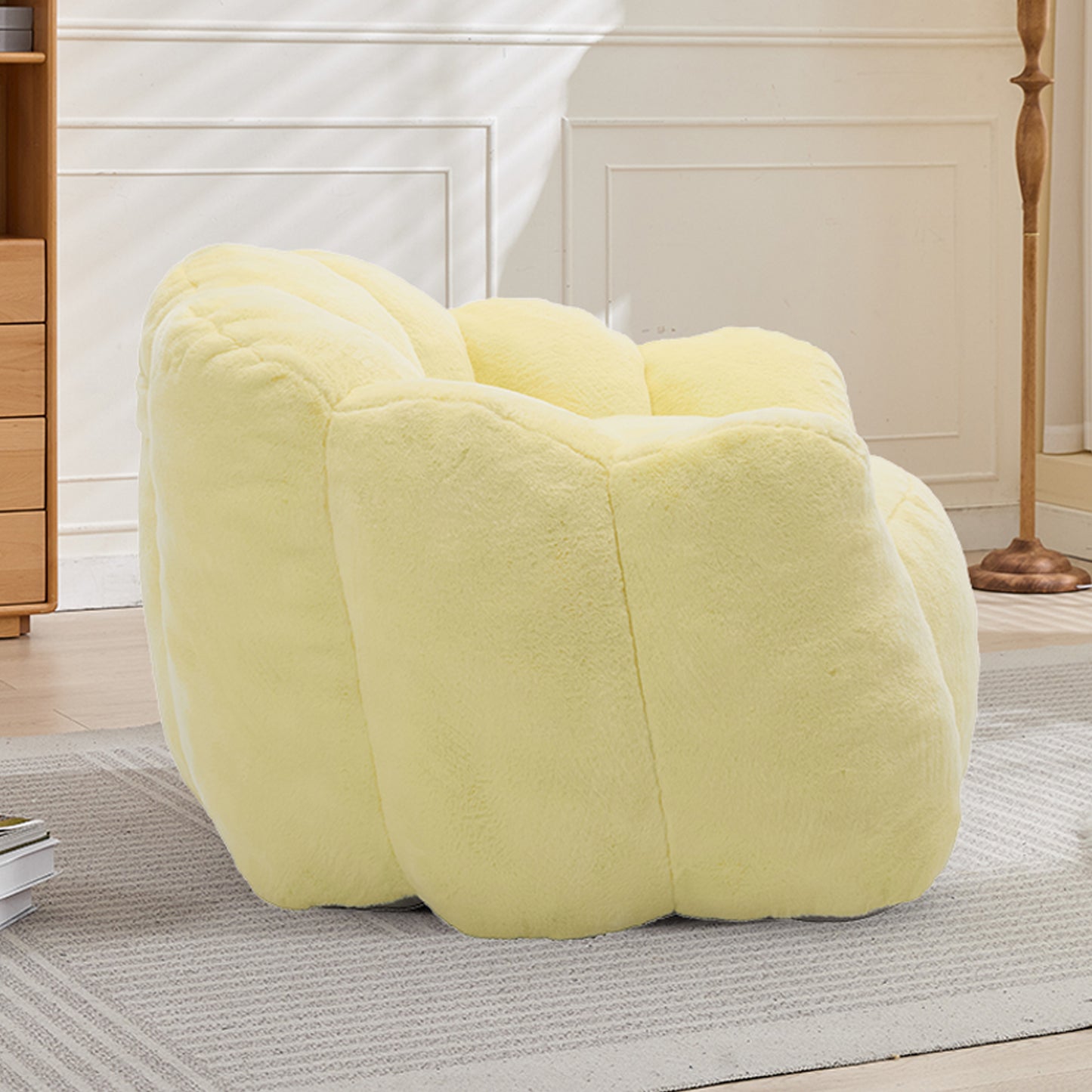 Faux Fur Compression Accent Chair — 1-Seat, 44"W — Yellow