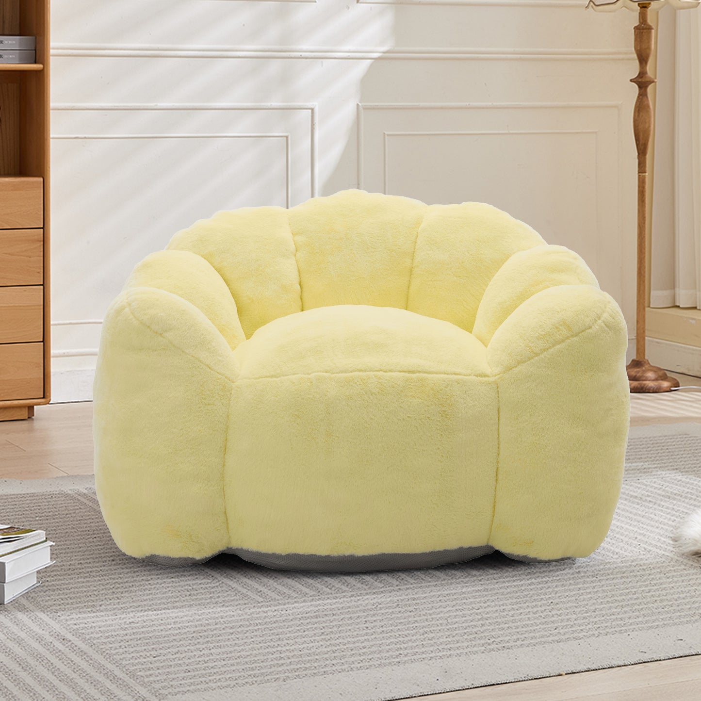 Faux Fur Compression Accent Chair — 1-Seat, 44"W — Yellow