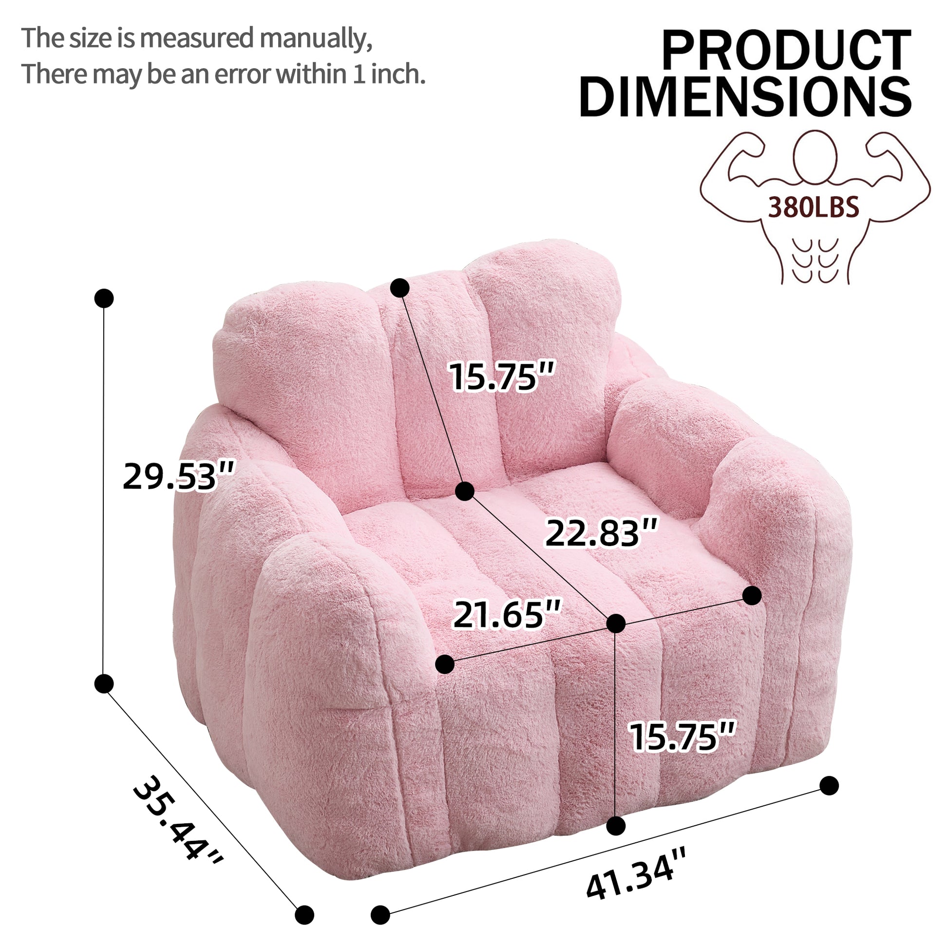 Faux Fur Compression Accent Chair — 1-Seat, 41"W — Pink