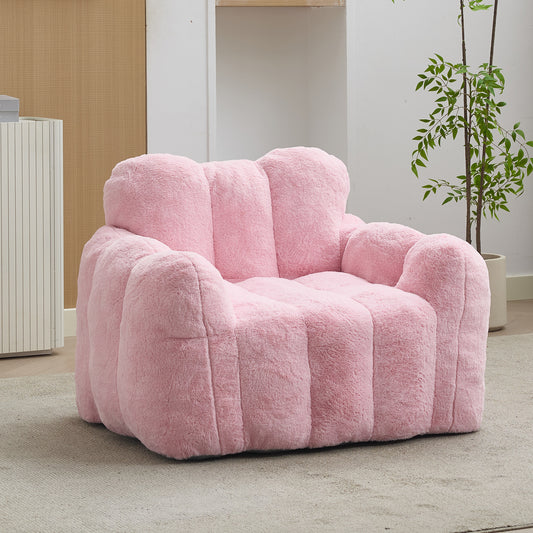 Faux Fur Compression Accent Chair — 1-Seat, 41"W — Pink