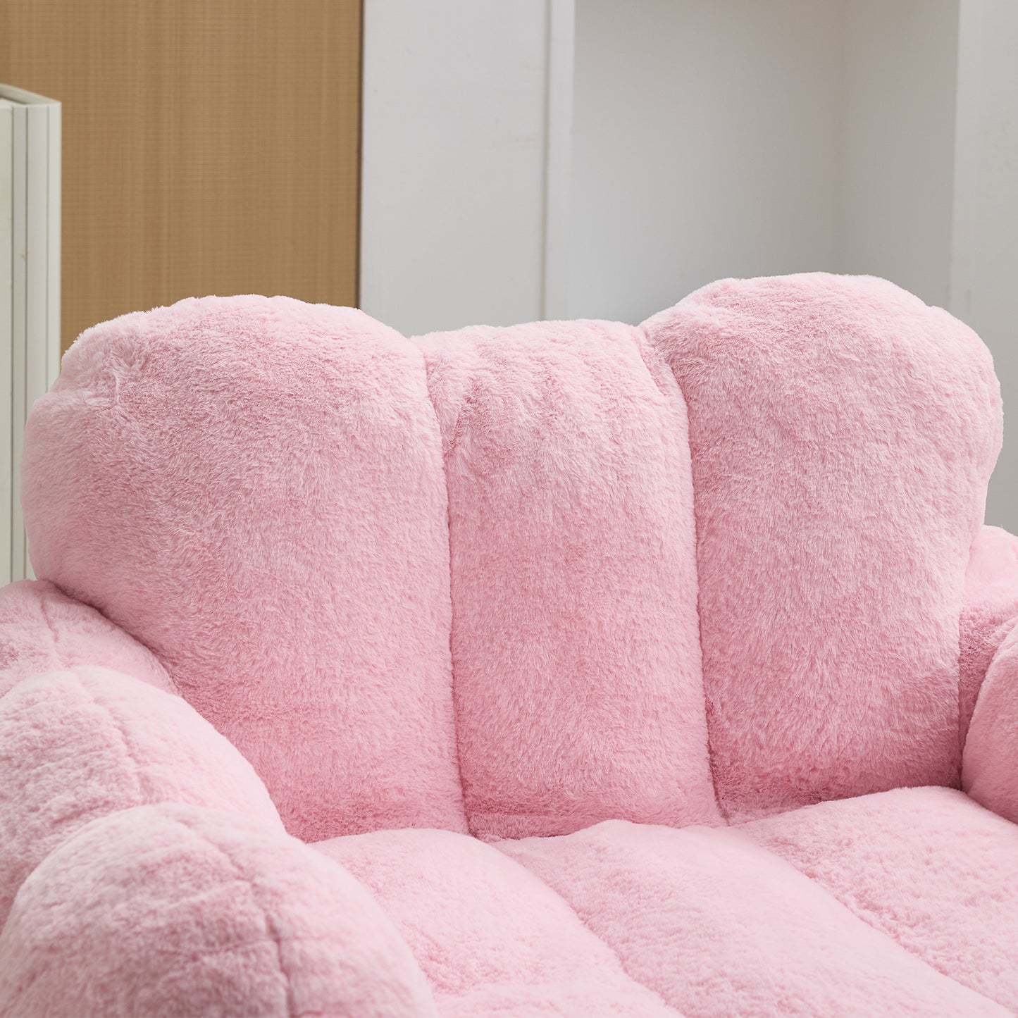 Faux Fur Compression Accent Chair — 1-Seat, 41"W — Pink