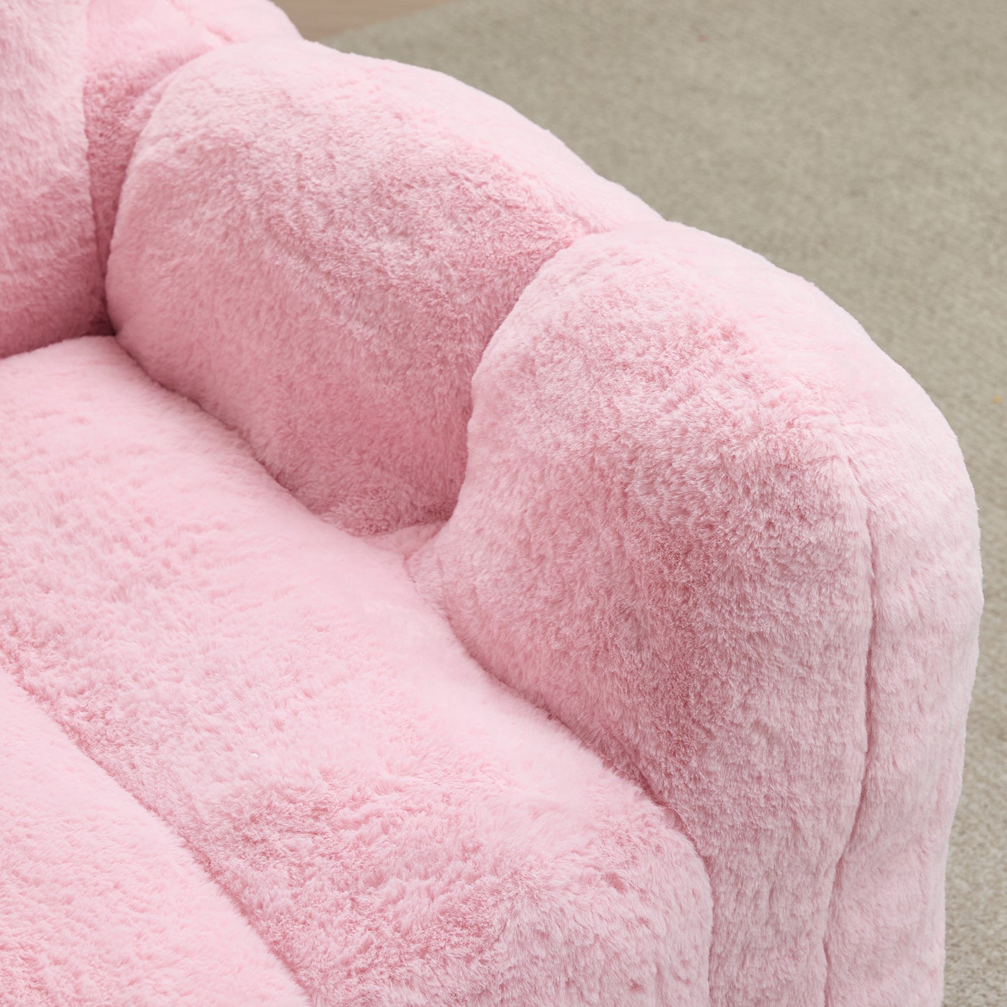 Faux Fur Compression Accent Chair — 1-Seat, 41"W — Pink