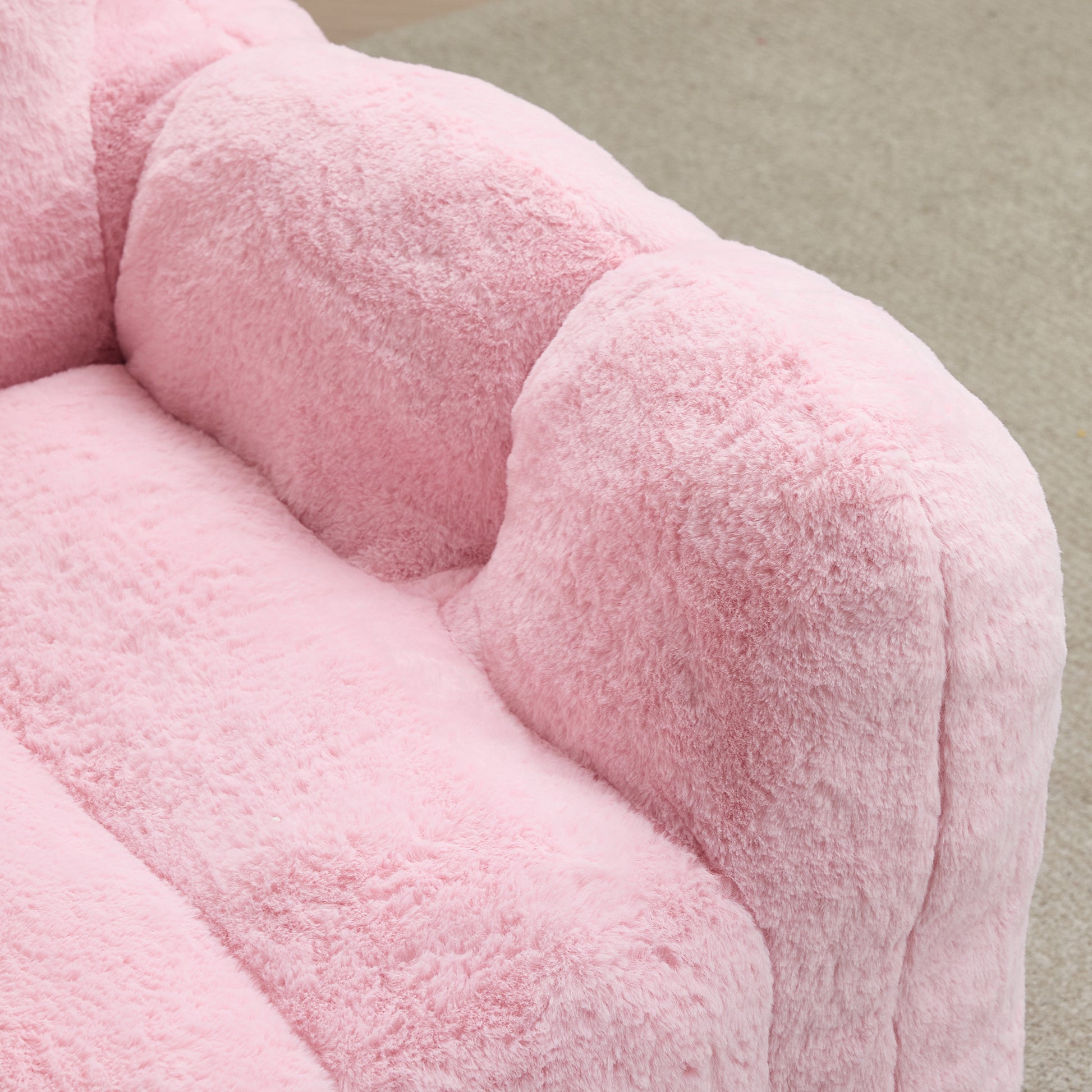 Faux Fur Compression Accent Chair — 1-Seat, 41"W — Pink