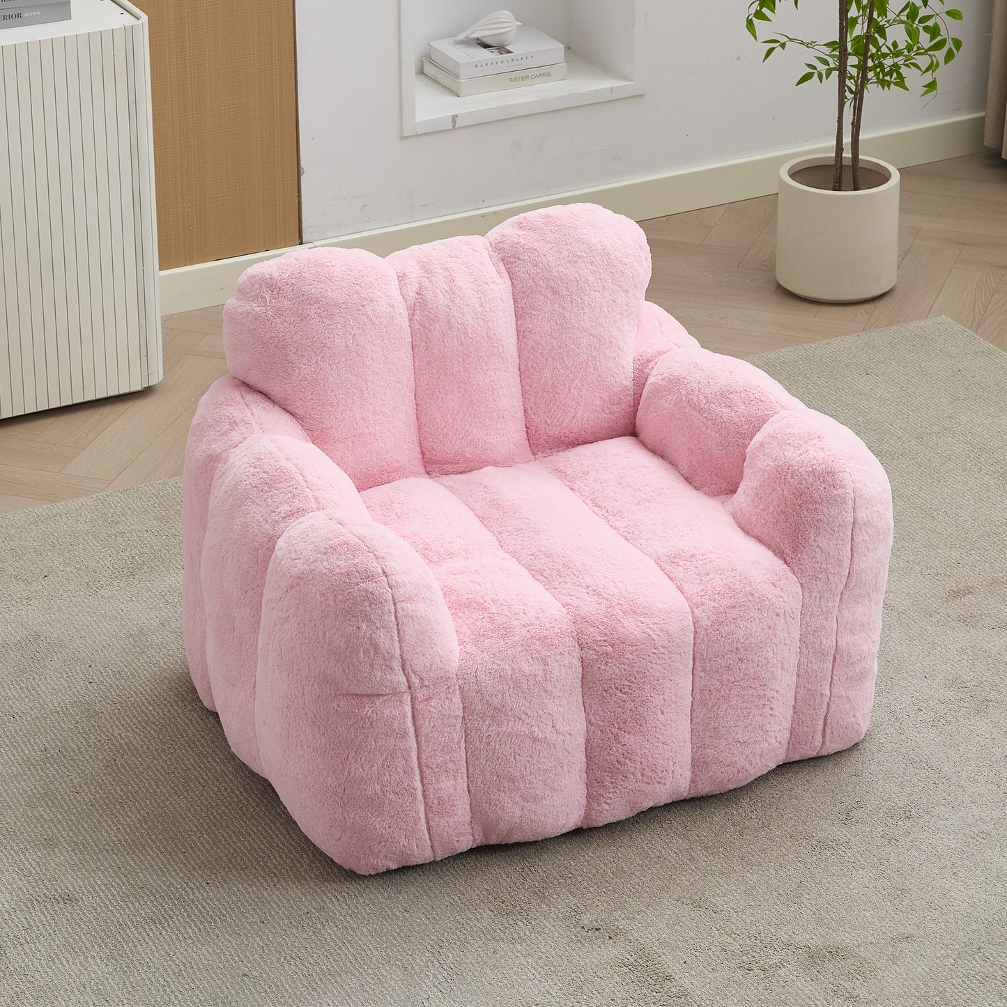 Faux Fur Compression Accent Chair — 1-Seat, 41"W — Pink