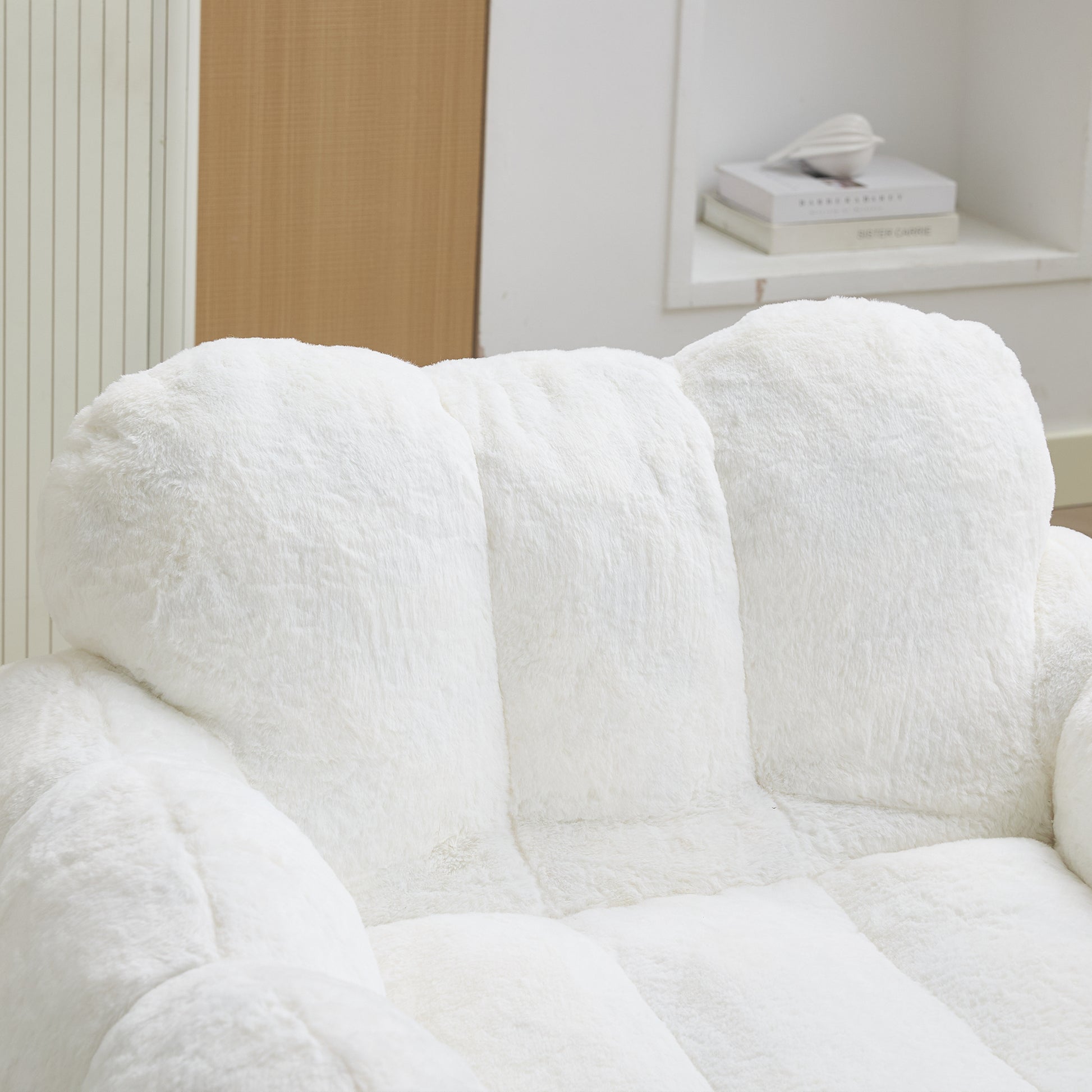Faux Fur Compression Accent Chair — 1-Seat, 41"W — White