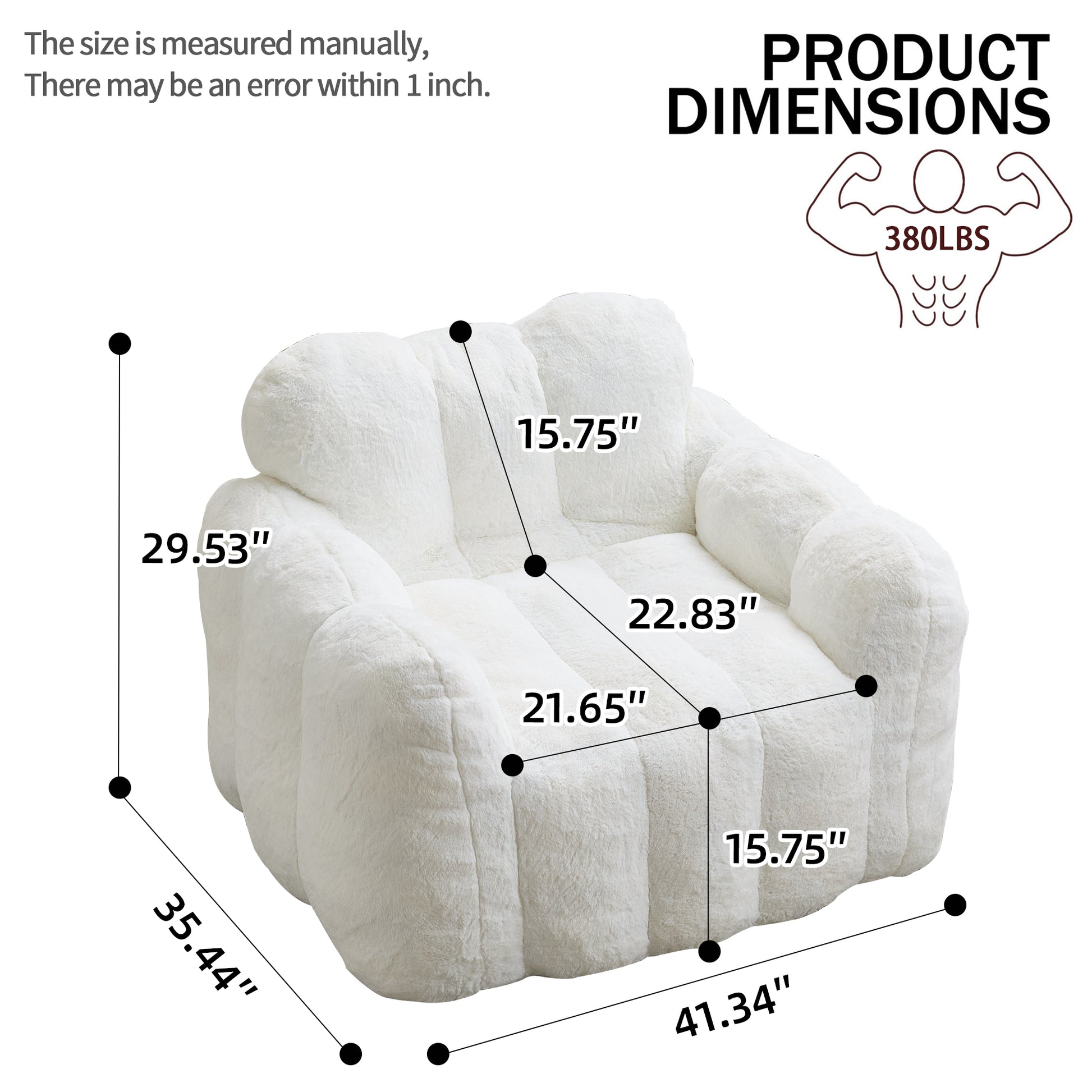 Faux Fur Compression Accent Chair — 1-Seat, 41"W — White