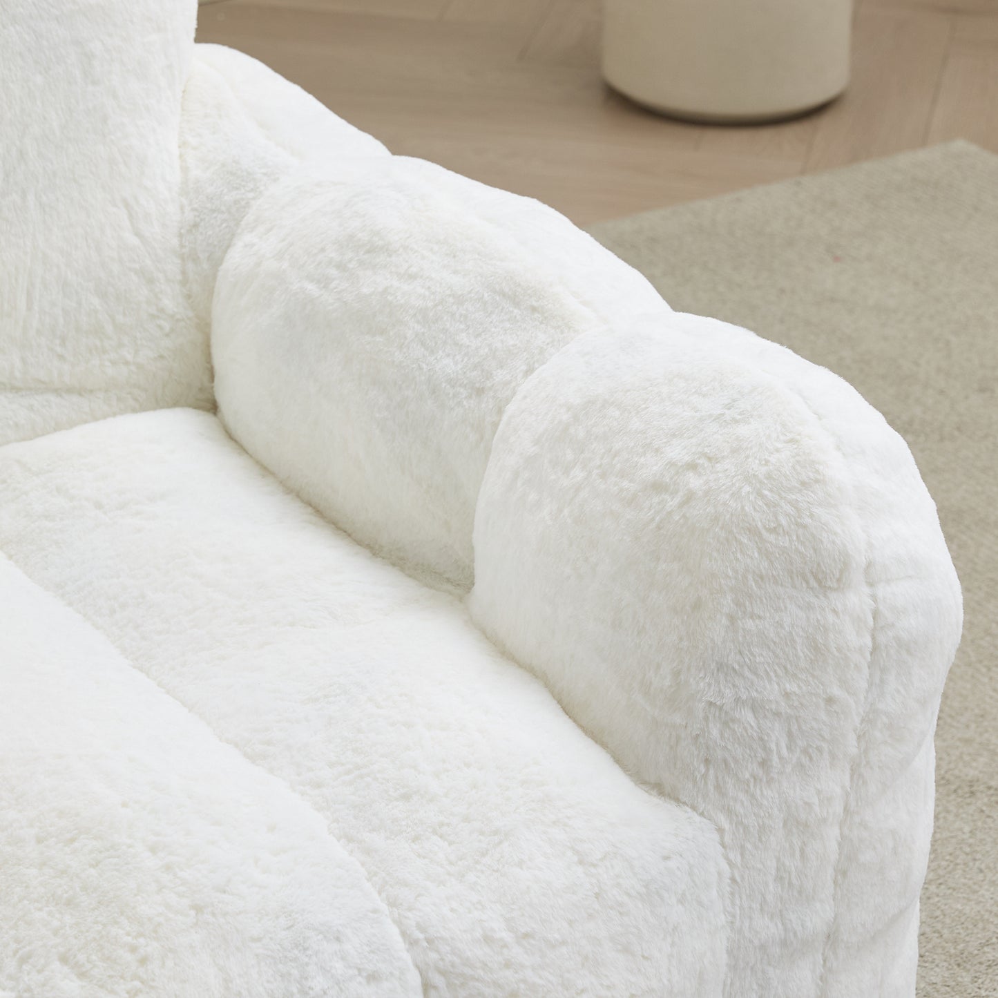 Faux Fur Compression Accent Chair — 1-Seat, 41"W — White