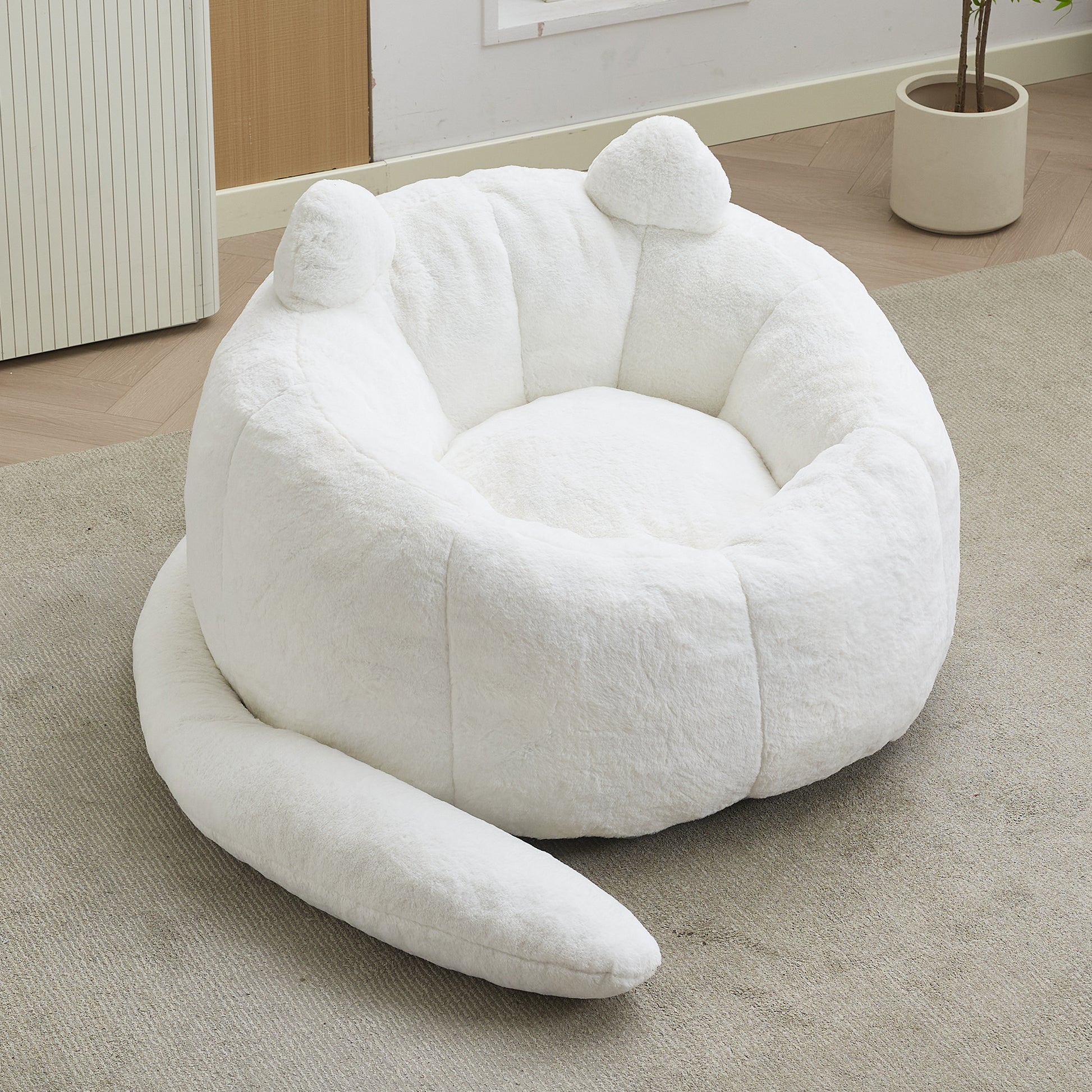 Faux Fur Compression Accent Chair — 1-Seat, 44"W — White