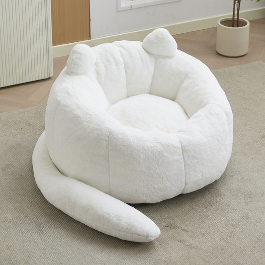 Faux Fur Compression Accent Chair — 1-Seat, 44"W — White