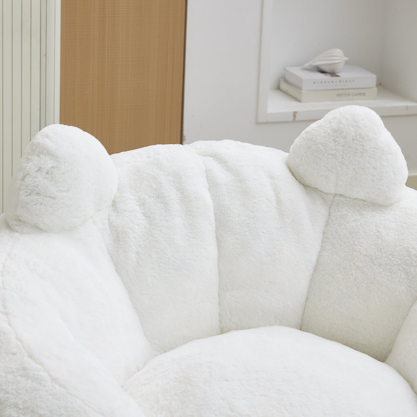 Faux Fur Compression Accent Chair — 1-Seat, 44"W — White