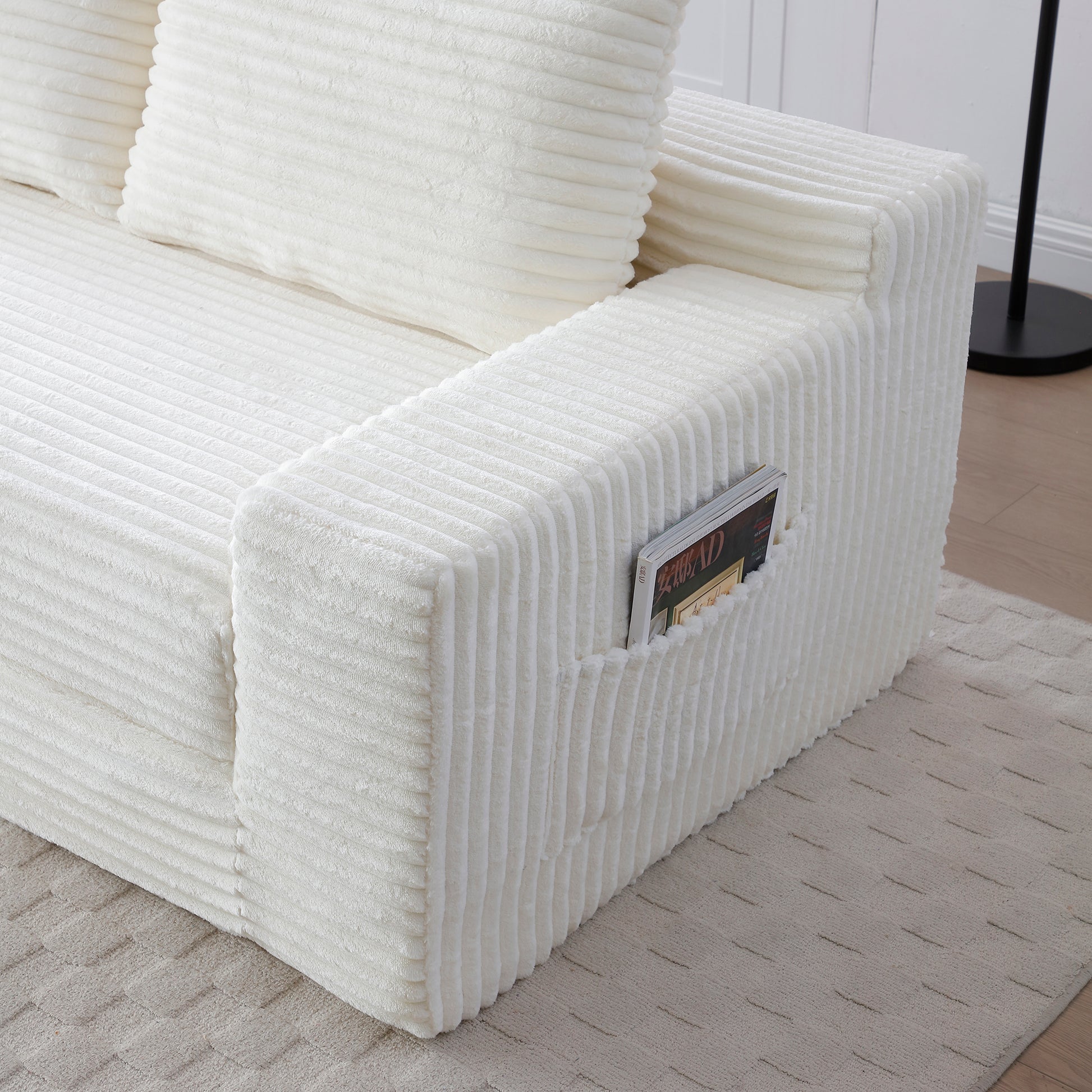 Corduroy Compression Sofa — 3-Seat, 73"W — Beige
