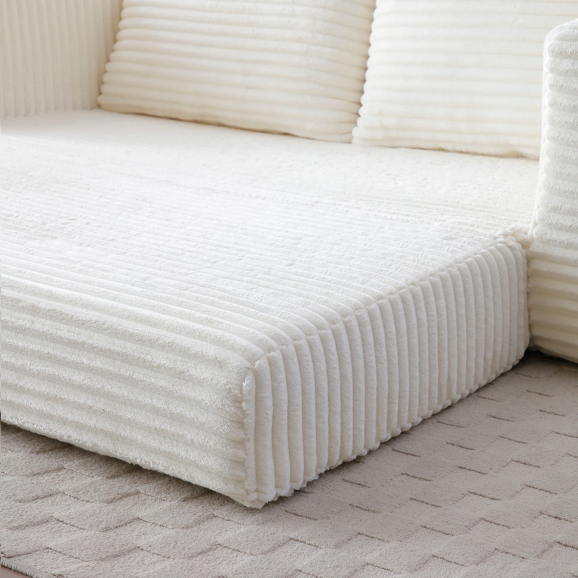 Corduroy Compression Sofa — 3-Seat, 73"W — Beige