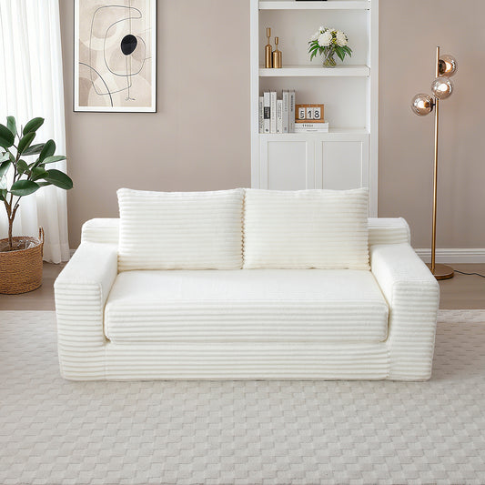 Corduroy Compression Sofa — 3-Seat, 73"W — Beige