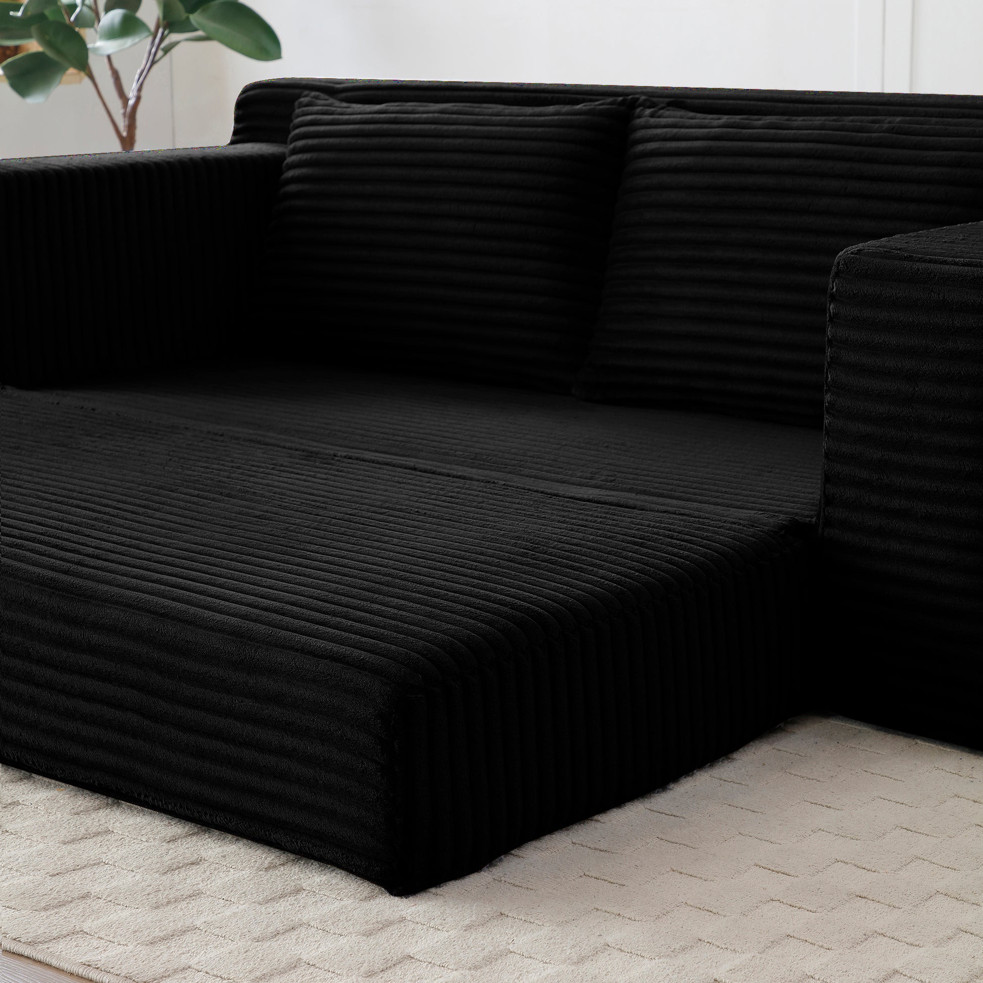 Corduroy Compression Sofa — 3-Seat, 73"W — Black