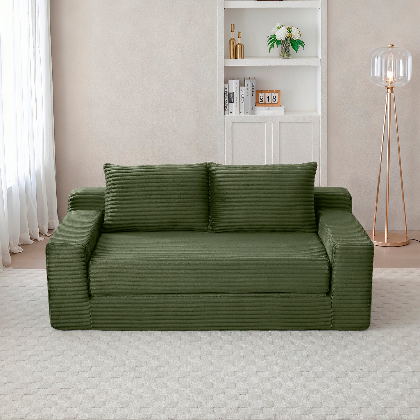 Corduroy Compression Sofa — 3-Seat, 73"W — Green