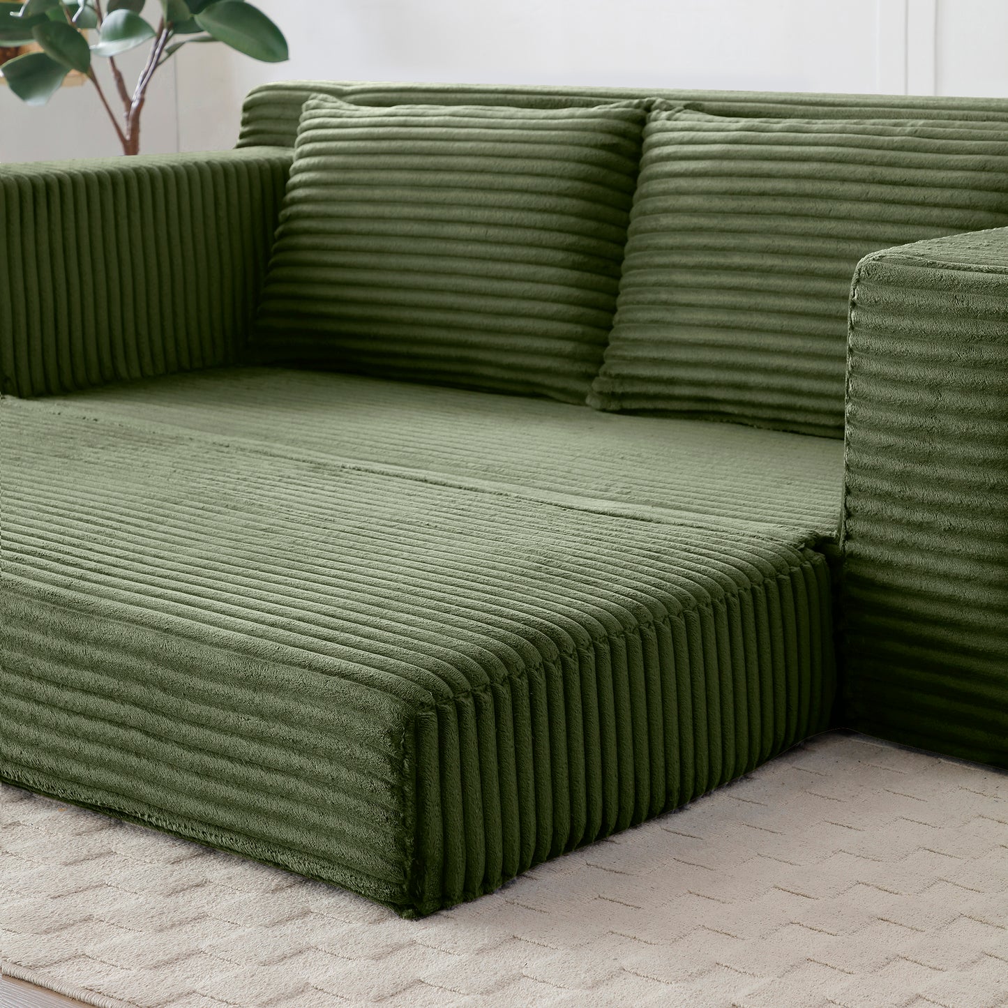 Corduroy Compression Sofa — 3-Seat, 73"W — Green