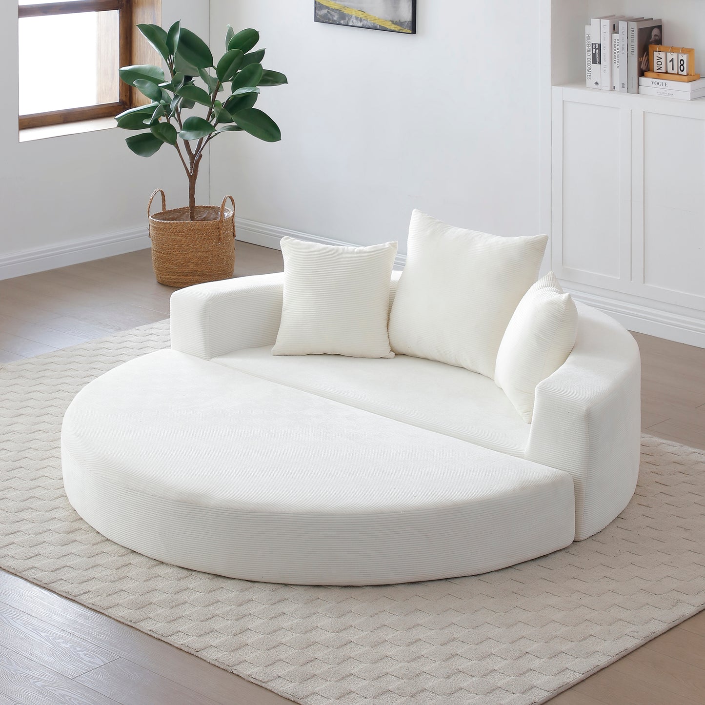 Corduroy Compression Loveseat — 2-Seat — Beige