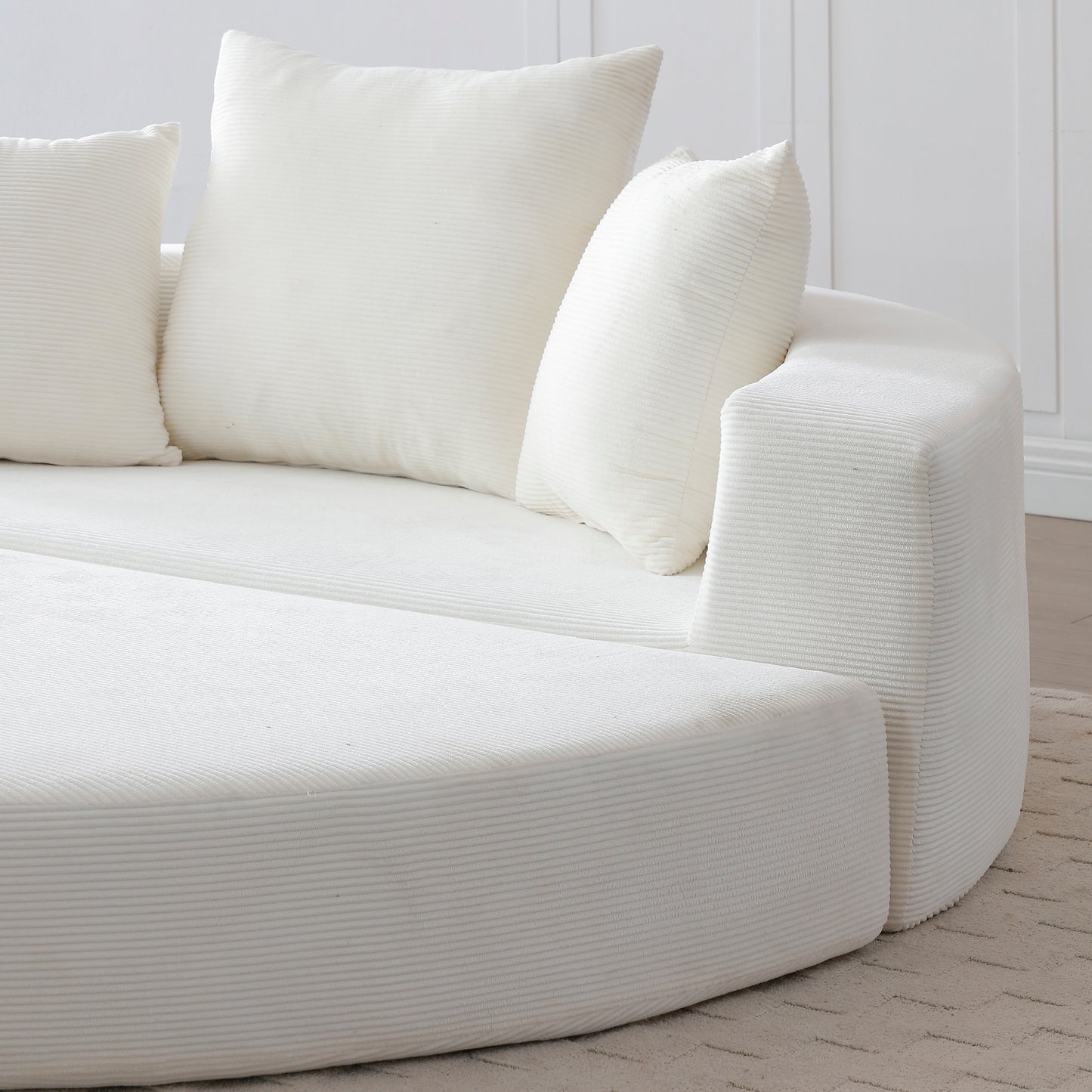 Corduroy Compression Loveseat — 2-Seat — Beige