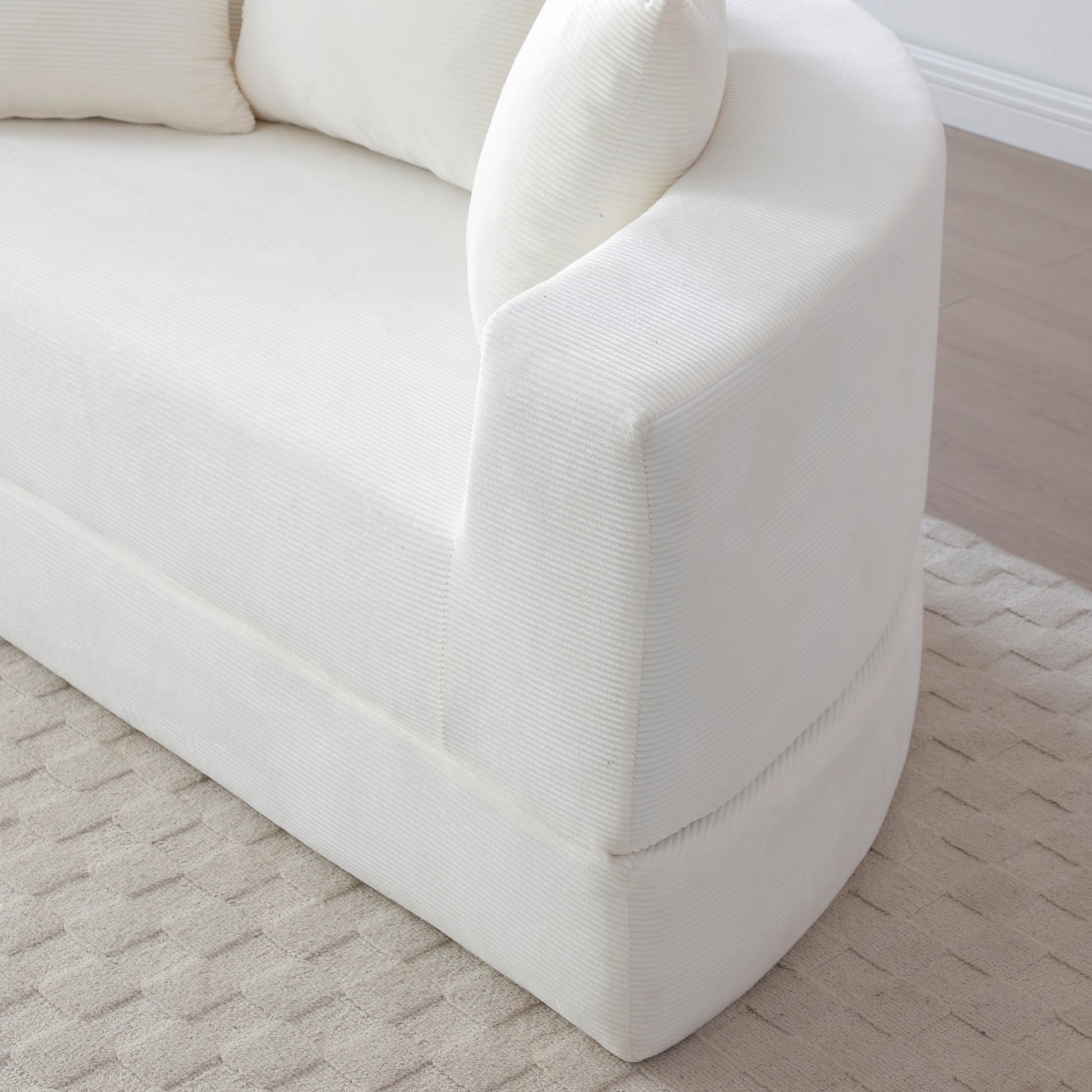 Corduroy Compression Loveseat — 2-Seat — Beige