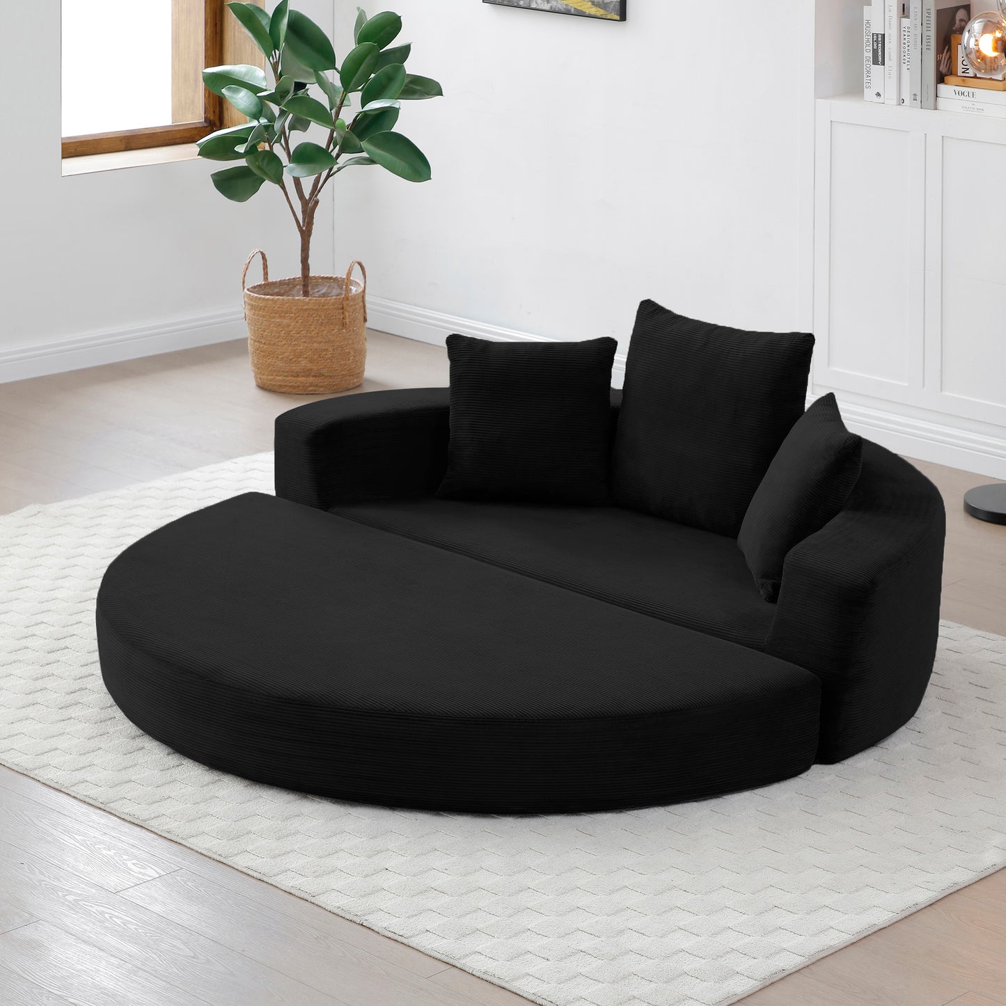 Corduroy Compression Loveseat — 2-Seat — Black