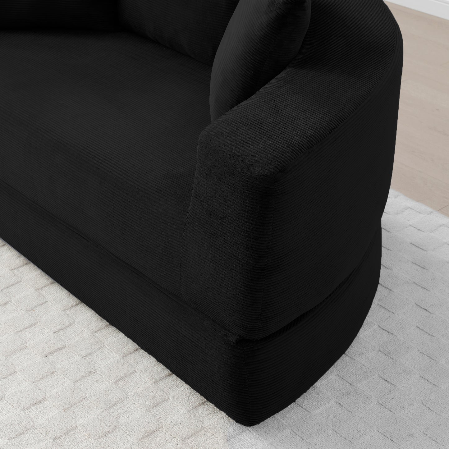 Corduroy Compression Loveseat — 2-Seat — Black